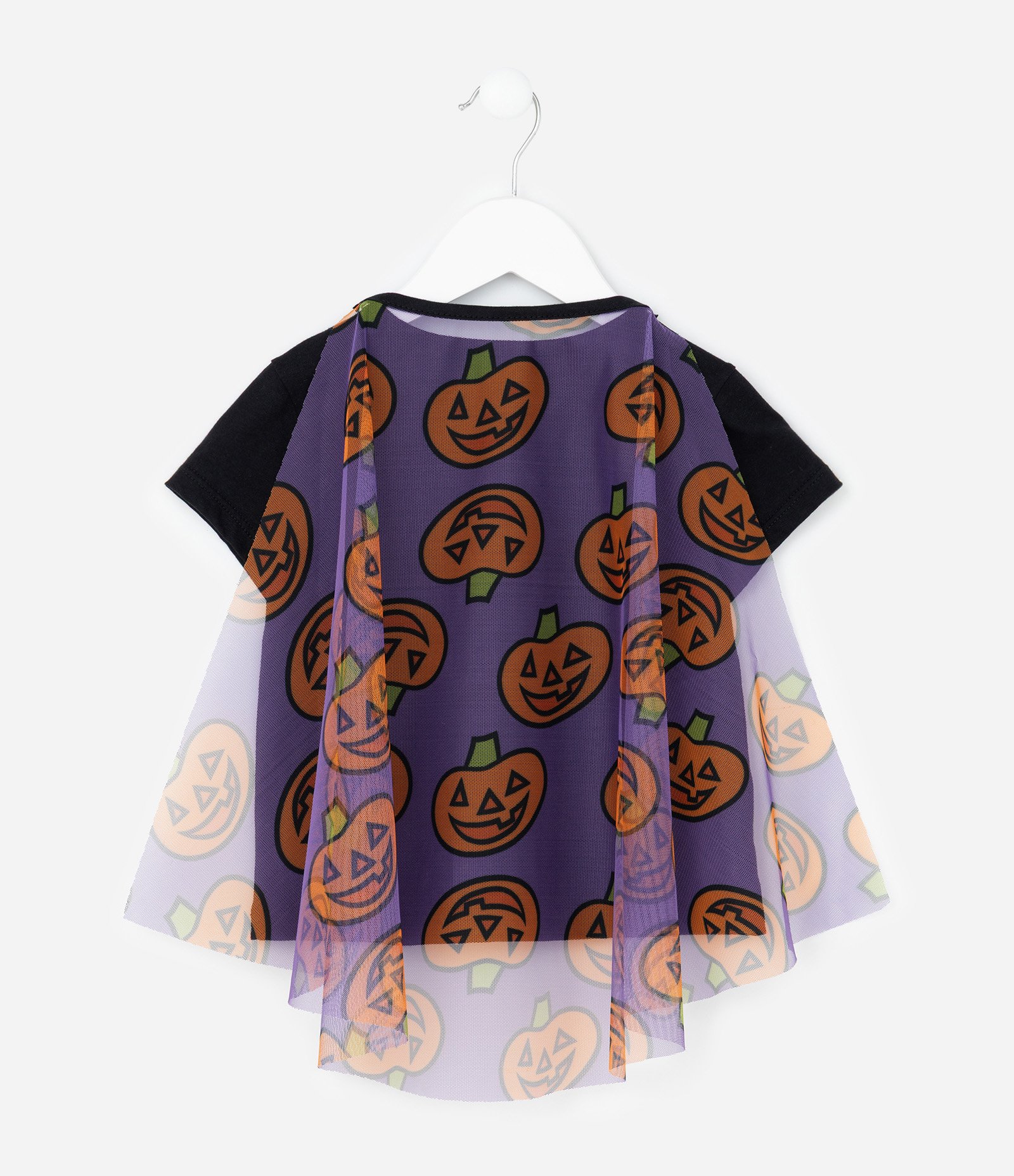 Camiseta Slim Infantil com Estampa Sky e Capa Halloween - Tam 1 a 6 Anos Preto 2