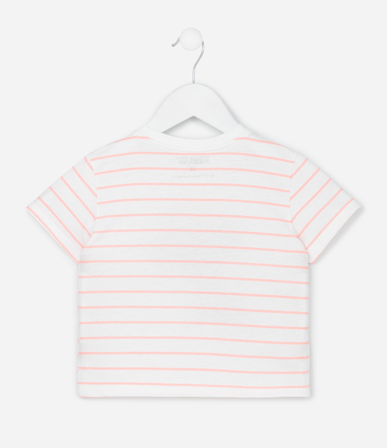 Camiseta Infantil Comfort com Estampa de Listras Snoopy - Tam 1 a 6 Anos Branco 2