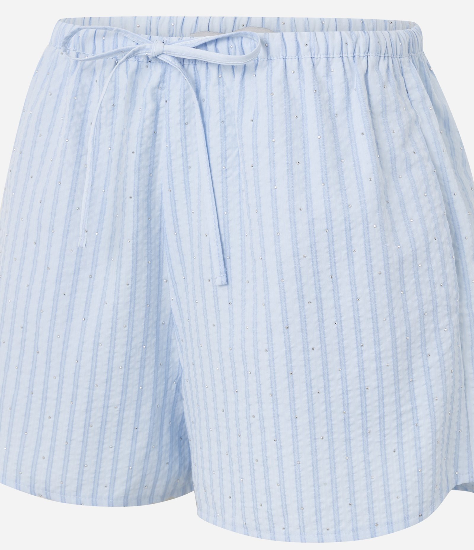Short Runner em Tricoline com Listras e Strass Azul 6
