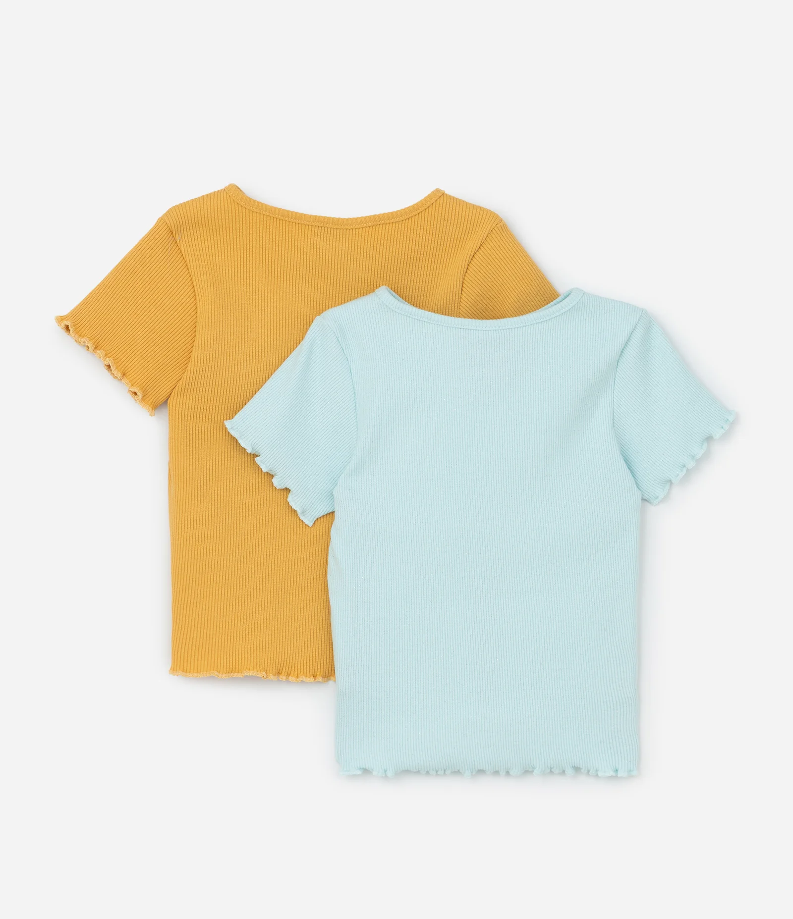 Kit 02 Blusas Regulares Infantis em Ribana com Estampa Bluey - Tam 1 a 6 Anos Azul/Amarelo 2