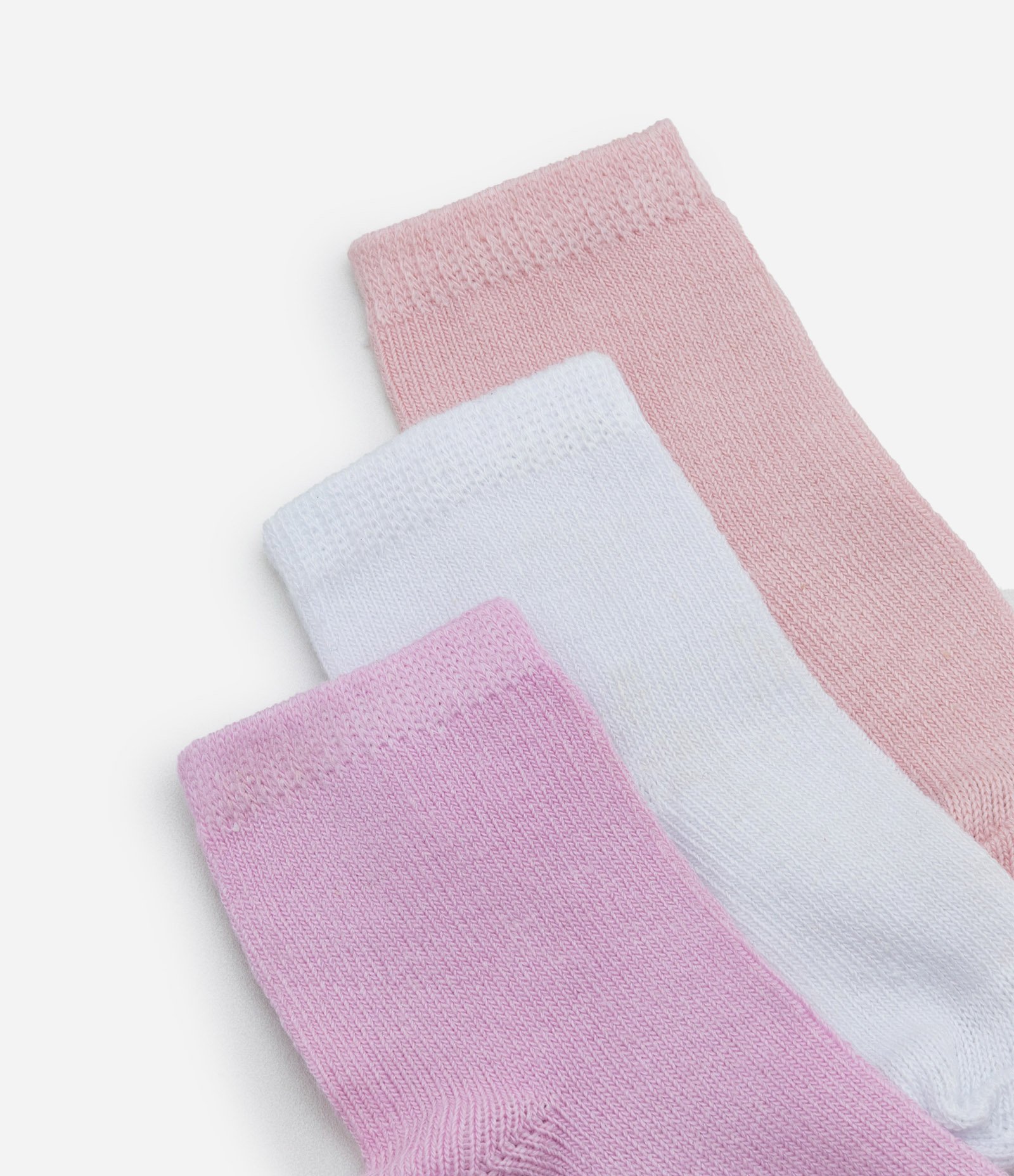 Kit 03 Meias Infantis Básicas - Tam 6 a 12 meses Rosa/Branco 3