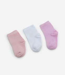 Kit 03 Meias Infantis Básicas - Tam 6 a 12 meses