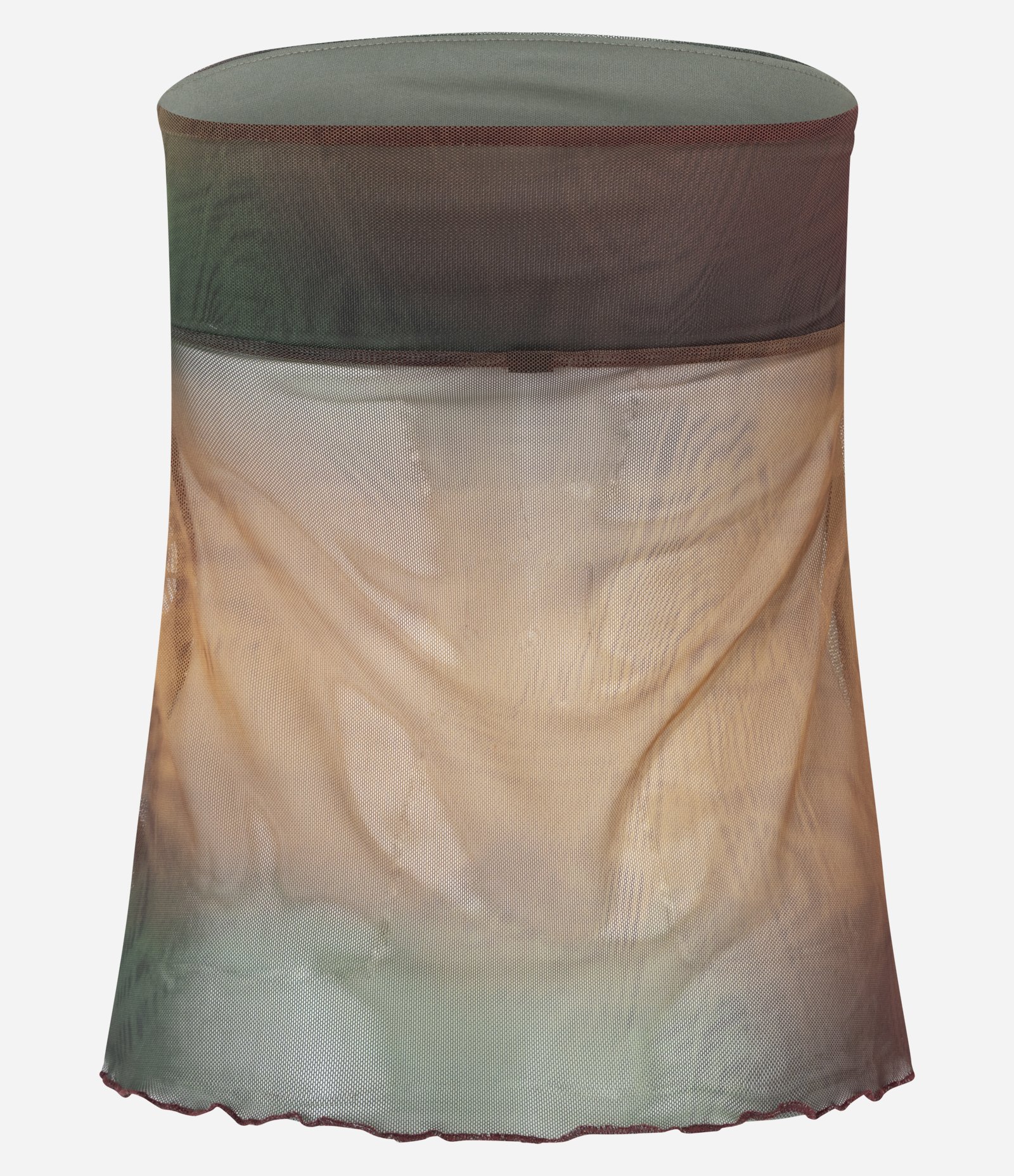 Blusa sem manga em Tule com Estampa Abstrata e Franzido Verde 6