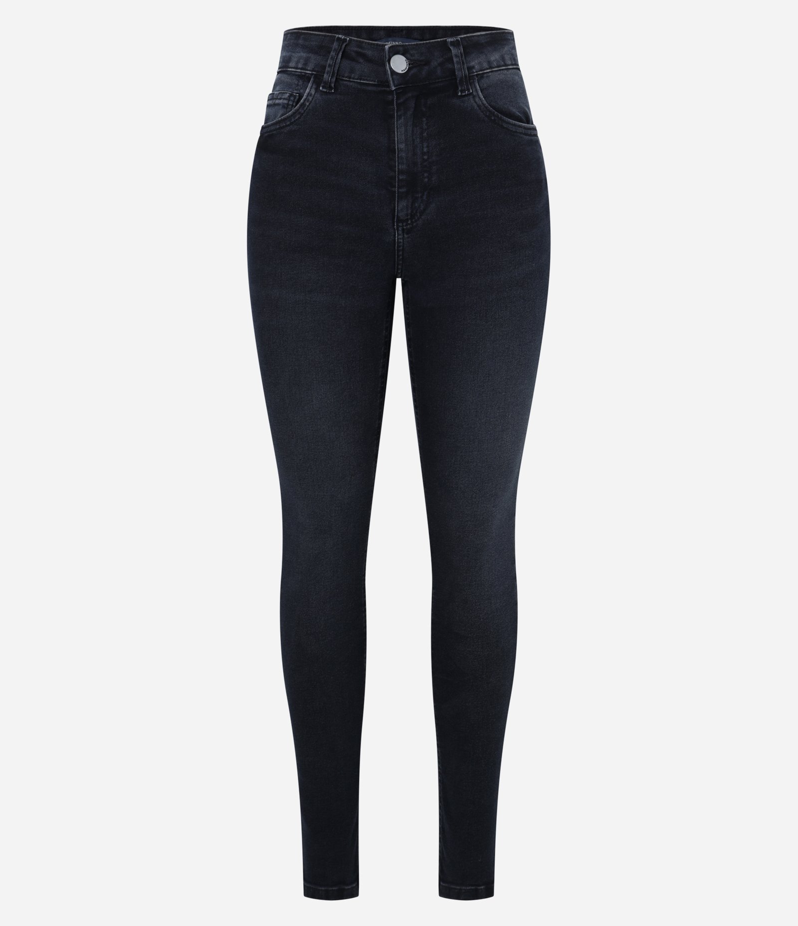 Calça Skinny e Jeans com Elastano e Cintura Média Preto 5