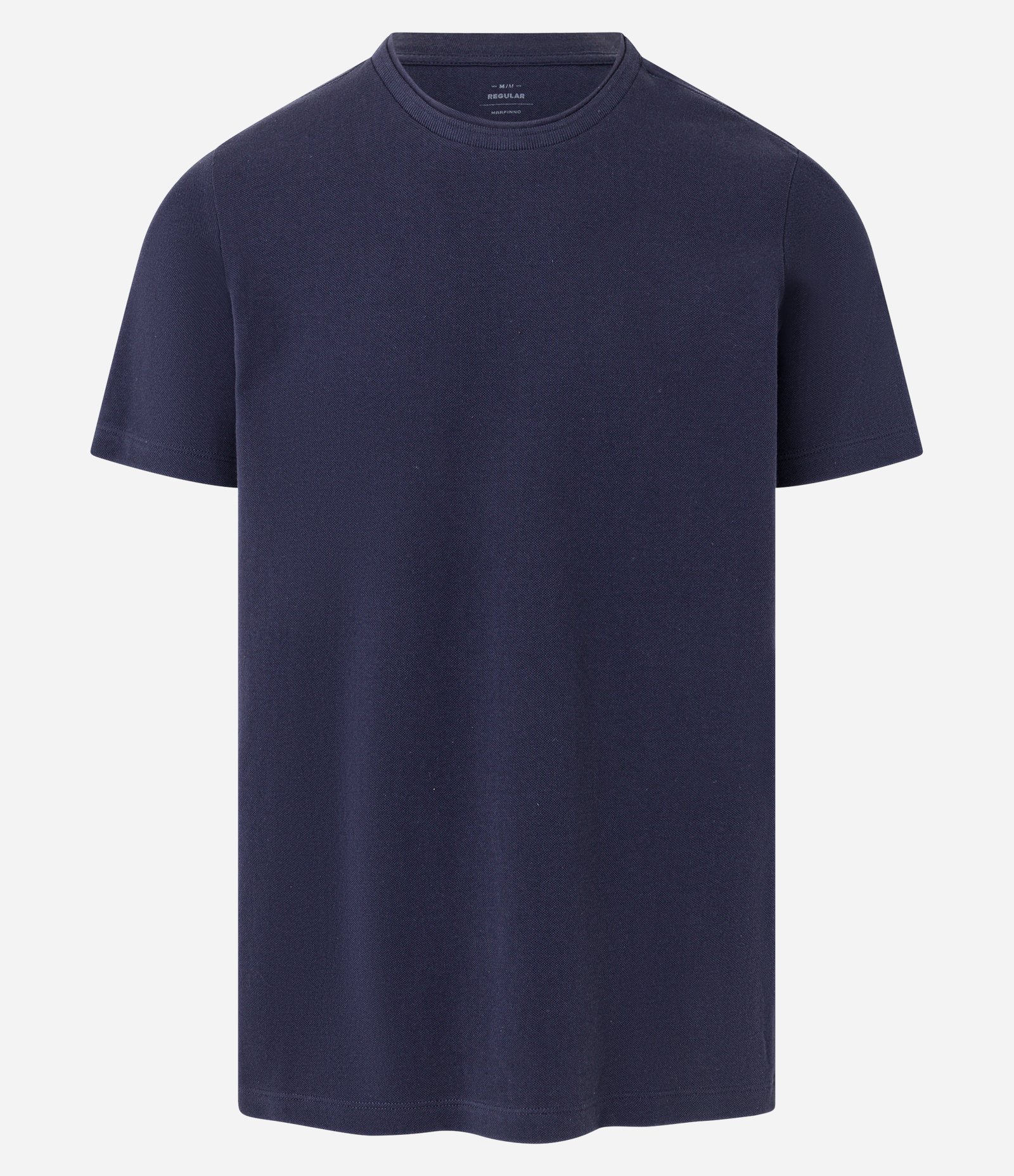 Camiseta Regular em Piquet com Gola Sobreposta em Ribana Azul Marinho 5