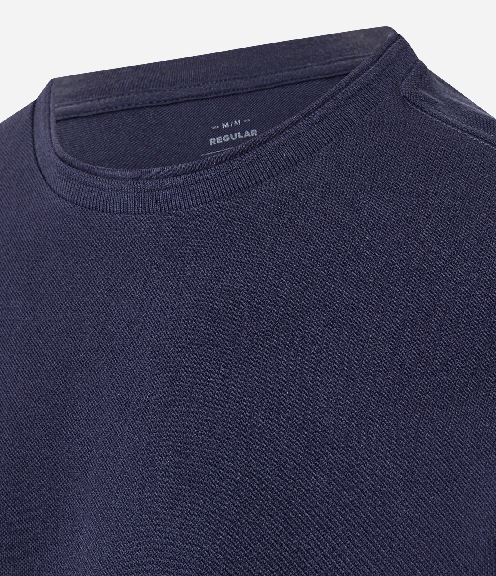 Camiseta Regular em Piquet com Gola Sobreposta em Ribana Azul Marinho 6