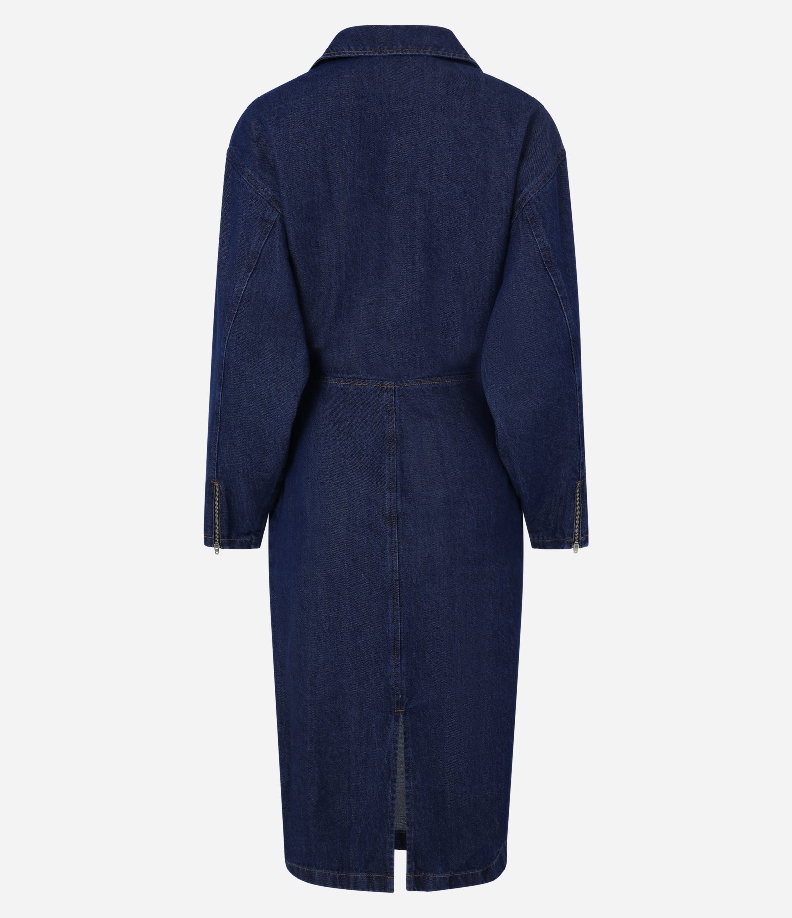 Vestido Curto em Jeans com Gola Lapela e Saia Lápis Azul 6