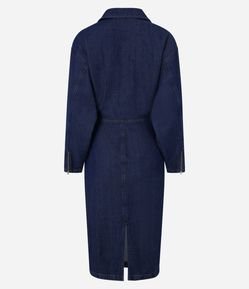 Vestido Curto em Jeans com Gola Lapela e Saia Lápis