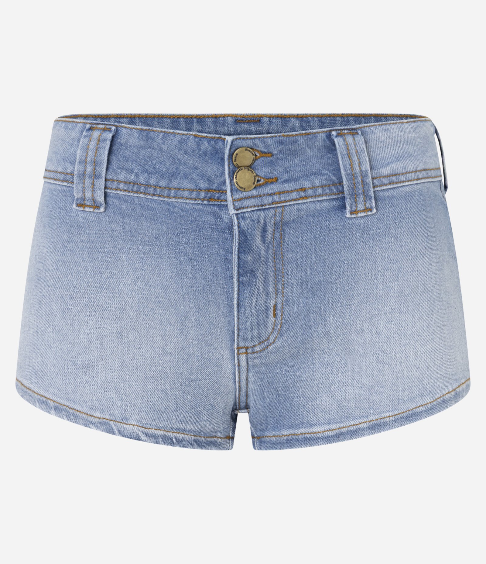 Short Mini em Jeans com Cintura Baixa e Lapelas no Bolso Azul 5