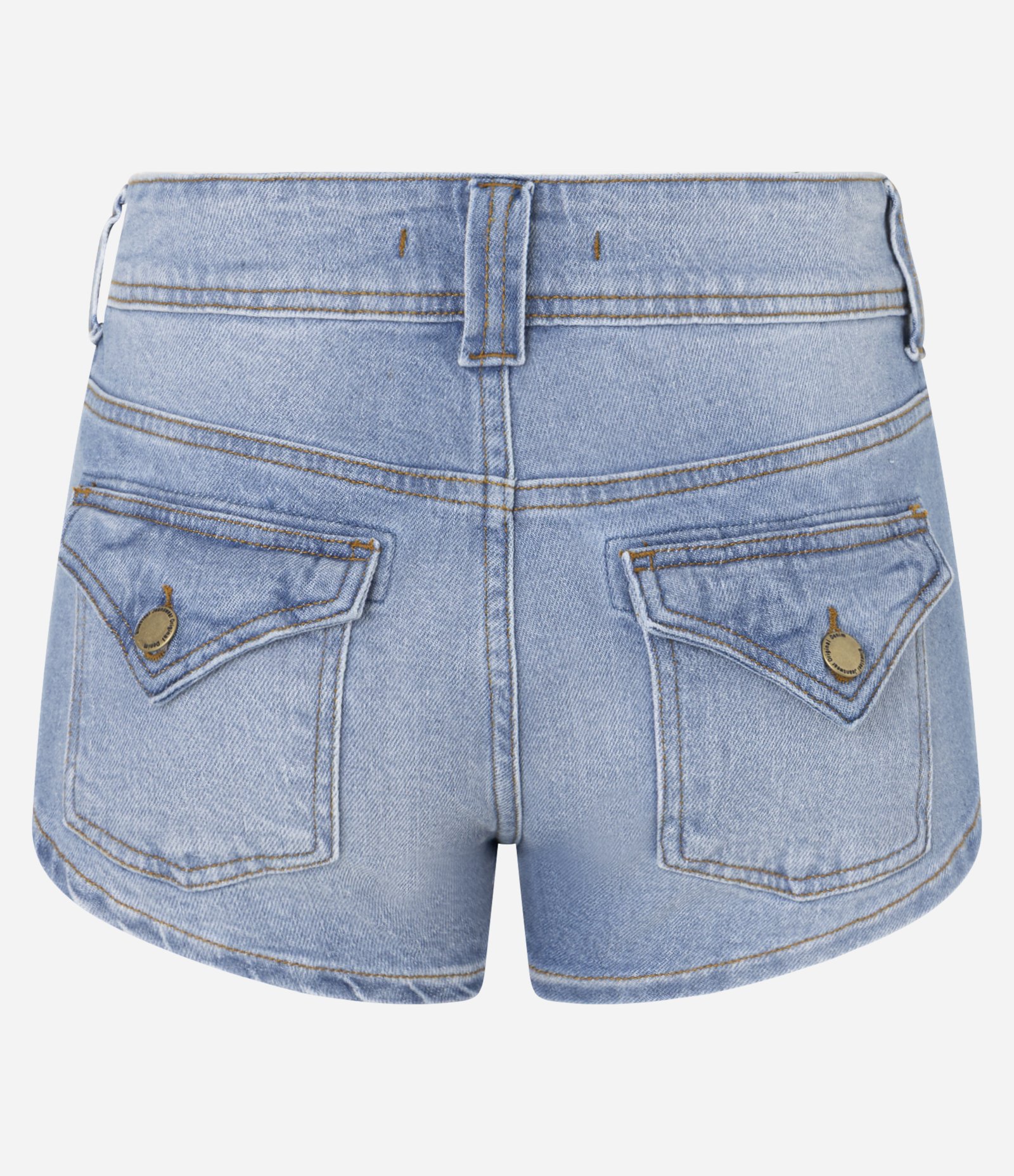 Short Mini em Jeans com Cintura Baixa e Lapelas no Bolso Azul 6