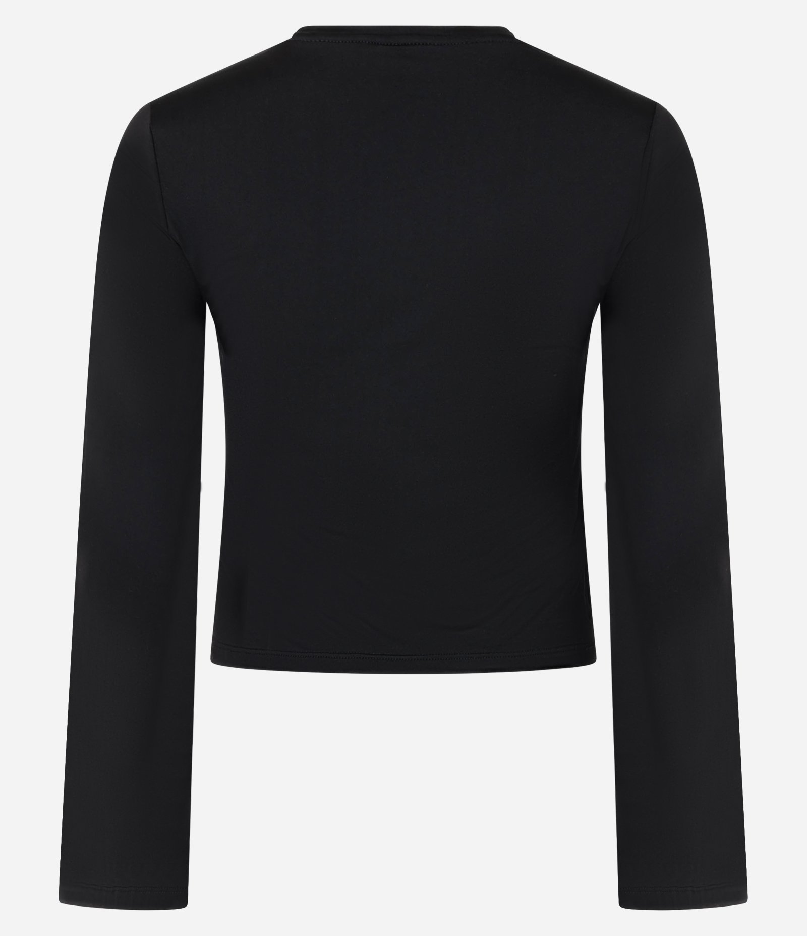 Blusa em Poliamida com Franzido no Ombro e Mangas Godê Preto 2