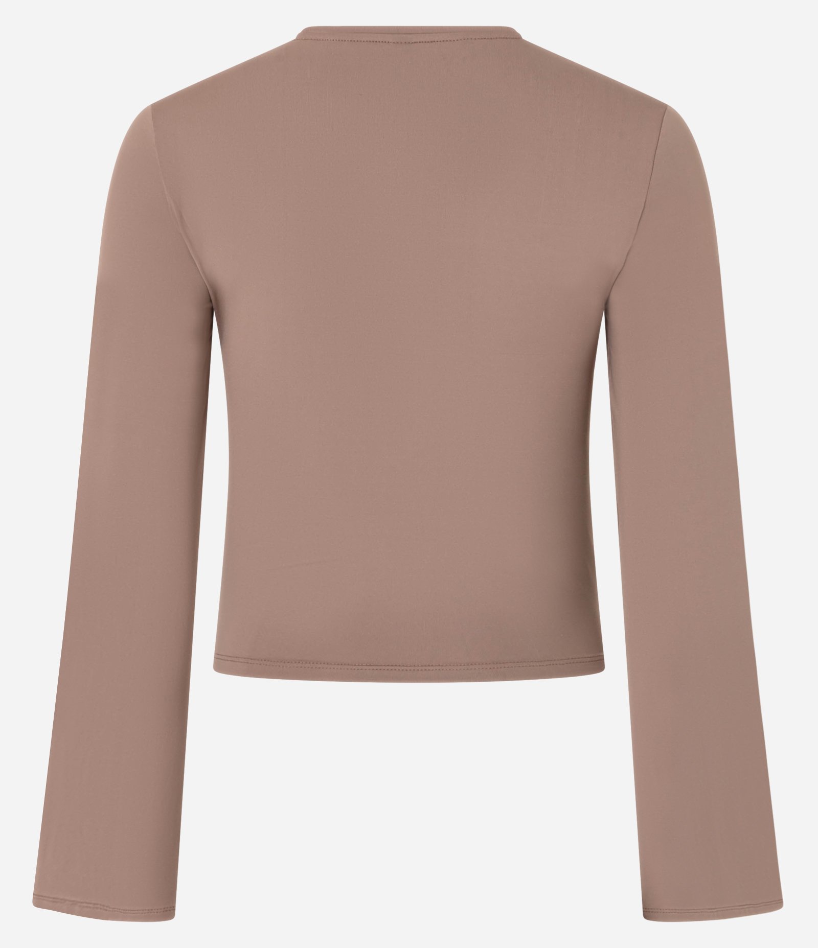 Blusa em Poliamida com Franzido no Ombro e Mangas Godê Marrom 2