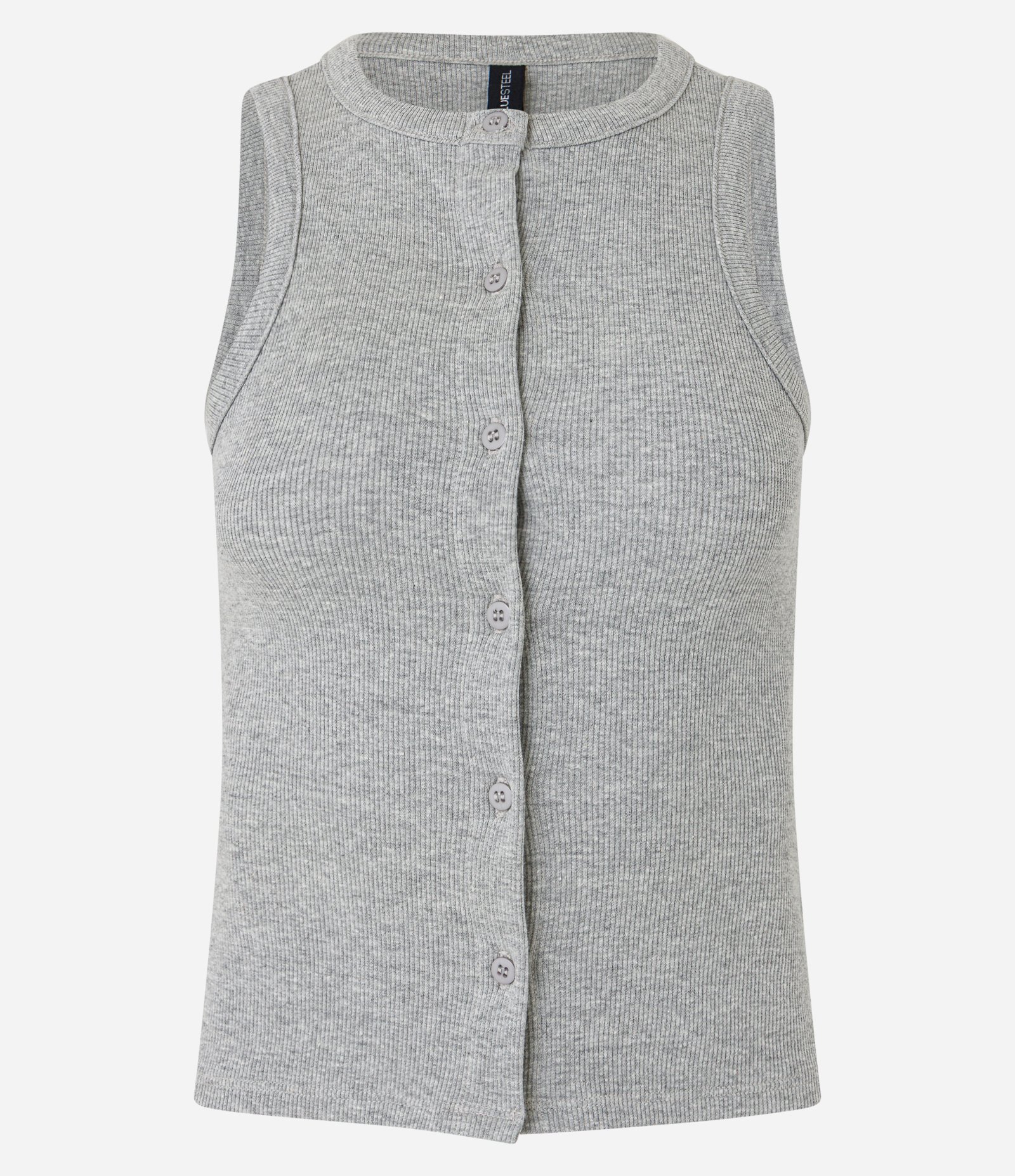 Regata em Ribana com Botões Frontais Cinza Mescla 5