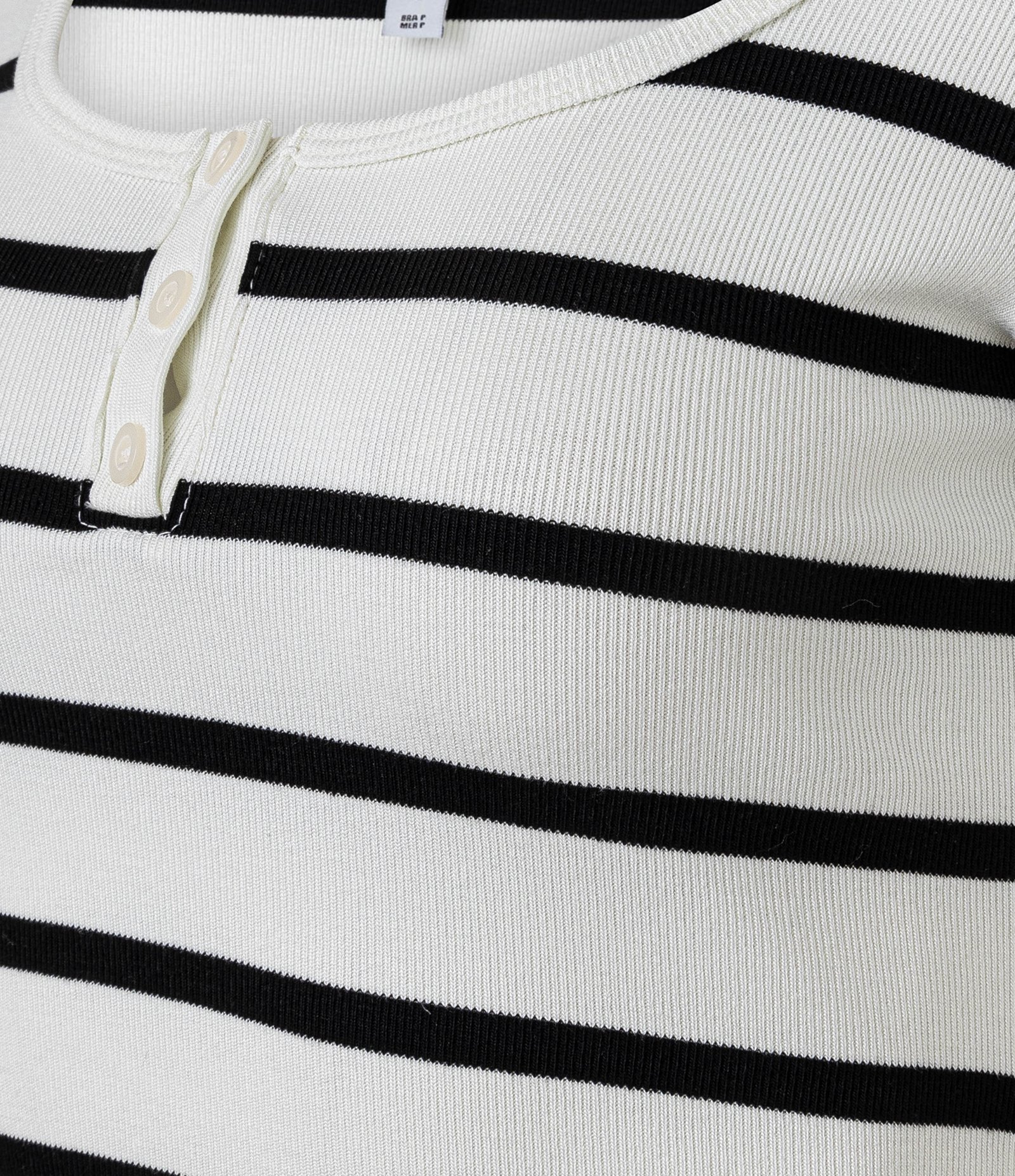 Blusa em Ribana com Decote Quadrado e Estampa de Listras Branco/Preto 9