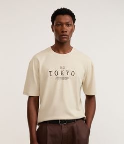 Camiseta Boxy em Cotton com Ideogramas e Lettering Tokyo