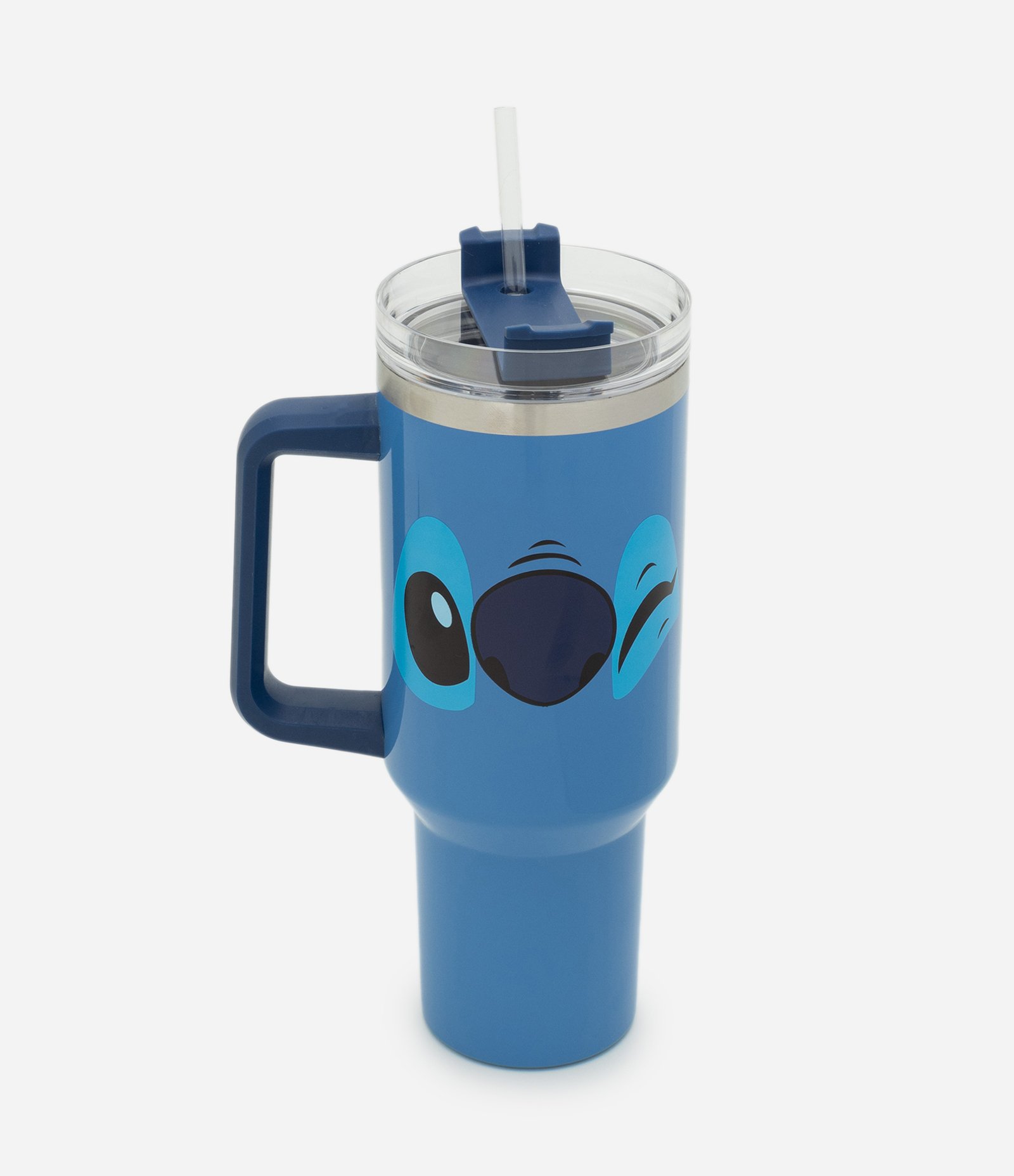 Copo Térmico com Canudo Reutilizável e Estampa do Stitch 1,3L Azul 1