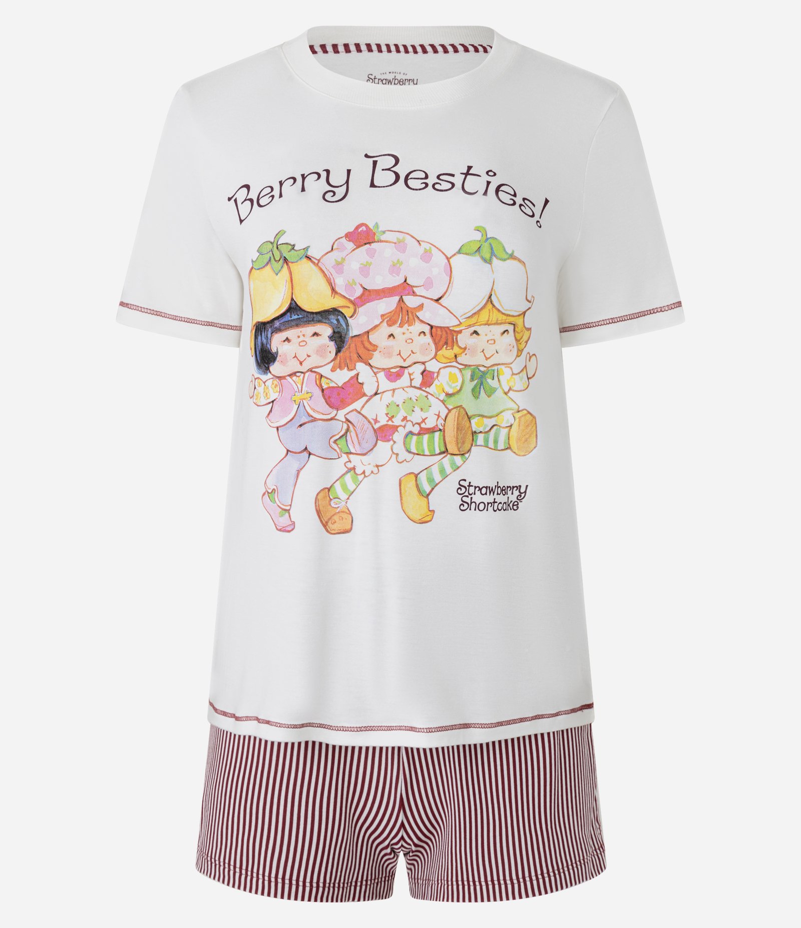Pijama Short Doll em Viscose com Estampa Moranguinho e Amigas Branco 4