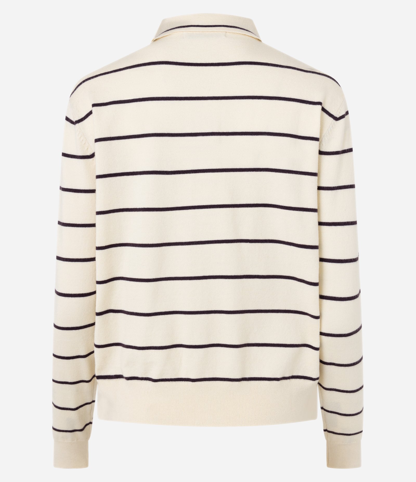 Cardigan Curto em Tricô Listrado com Gola Polo e Botões Off White 7