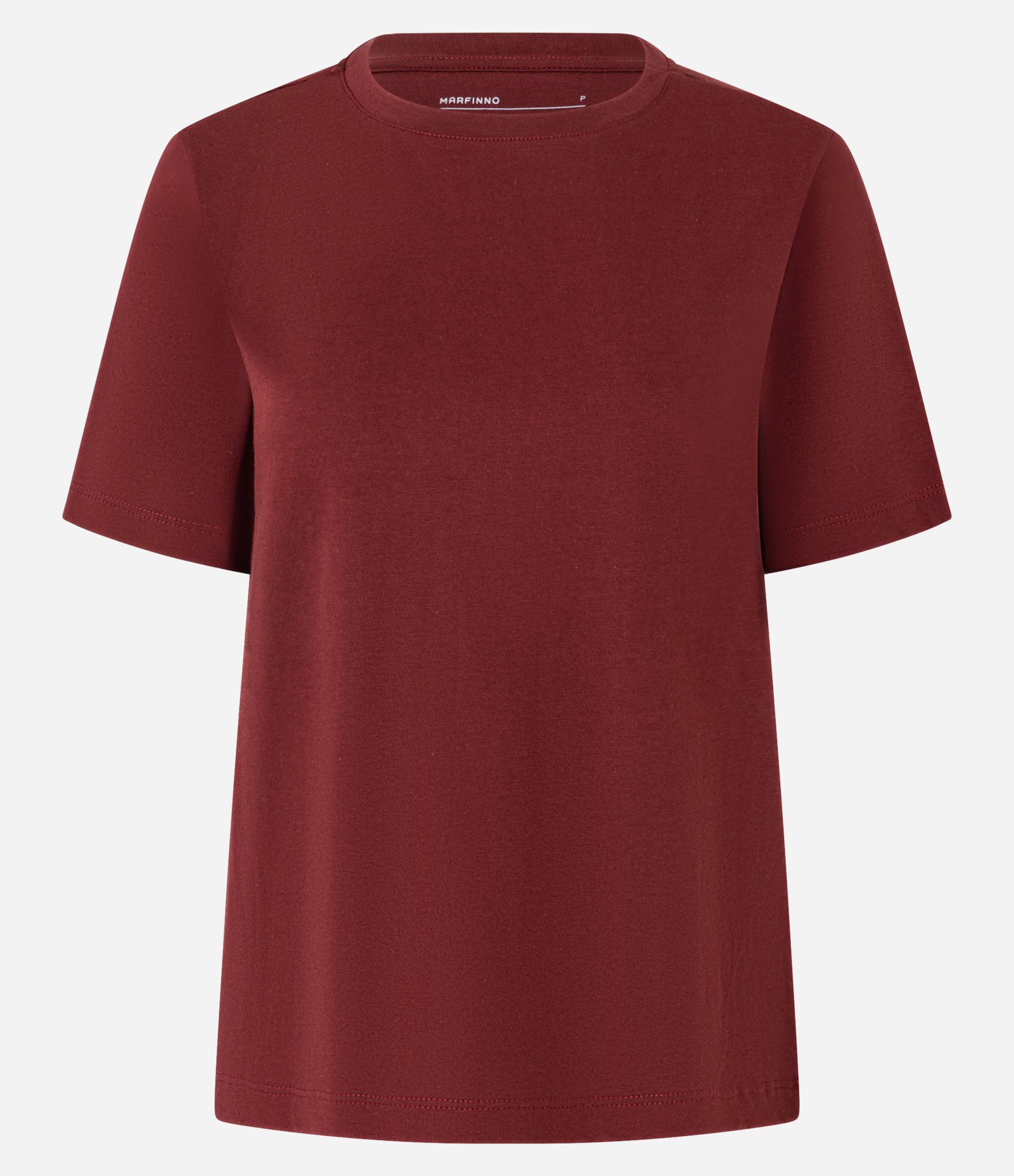 Camiseta Básica em Cotton com Gola Redonda Bordô 1