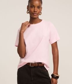 Camiseta Básica em Cotton com Gola Redonda