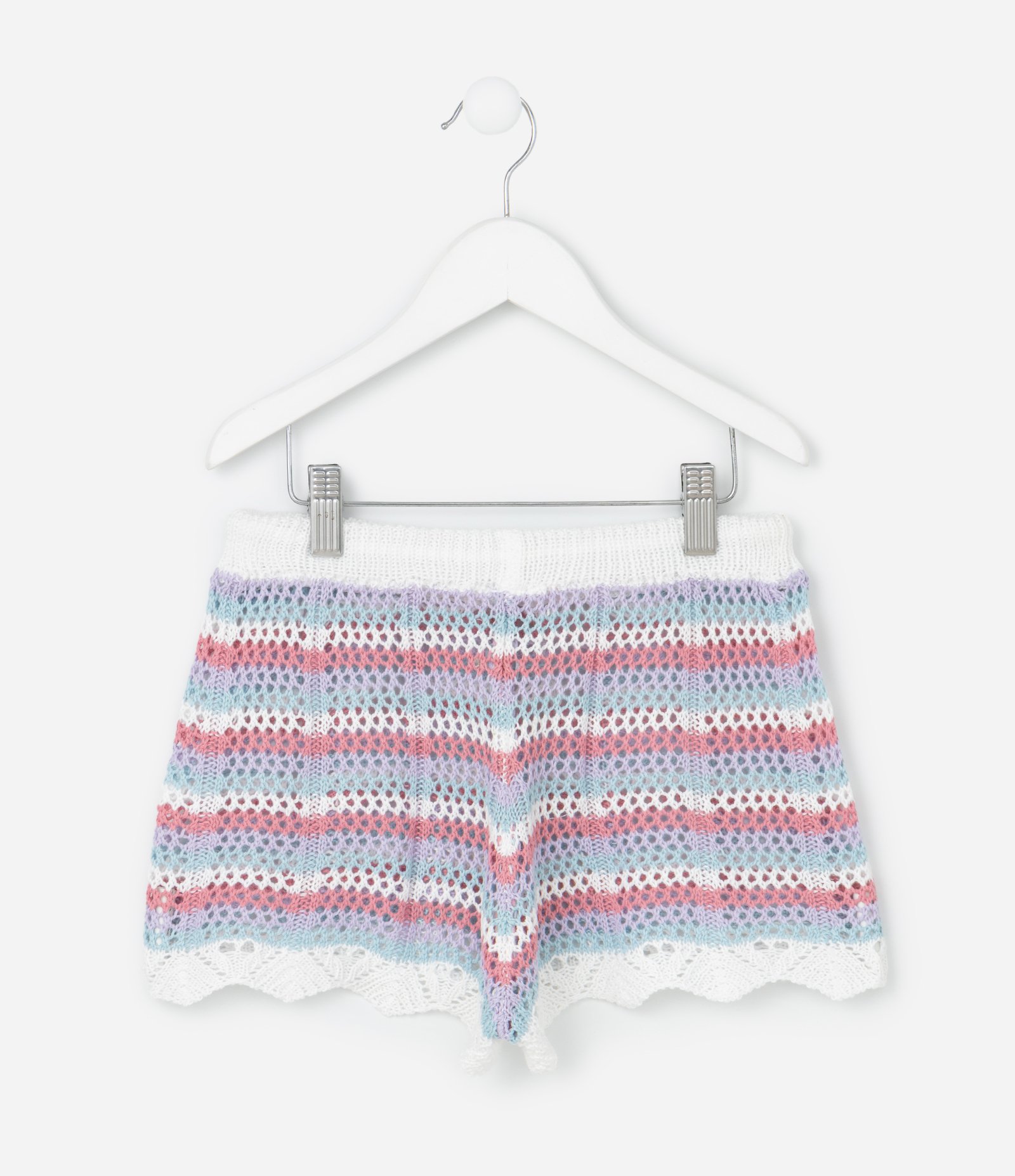 Short Infantil em Crochê com Estampa de Listras - Tam 10 a 16 Anos Multicores 2