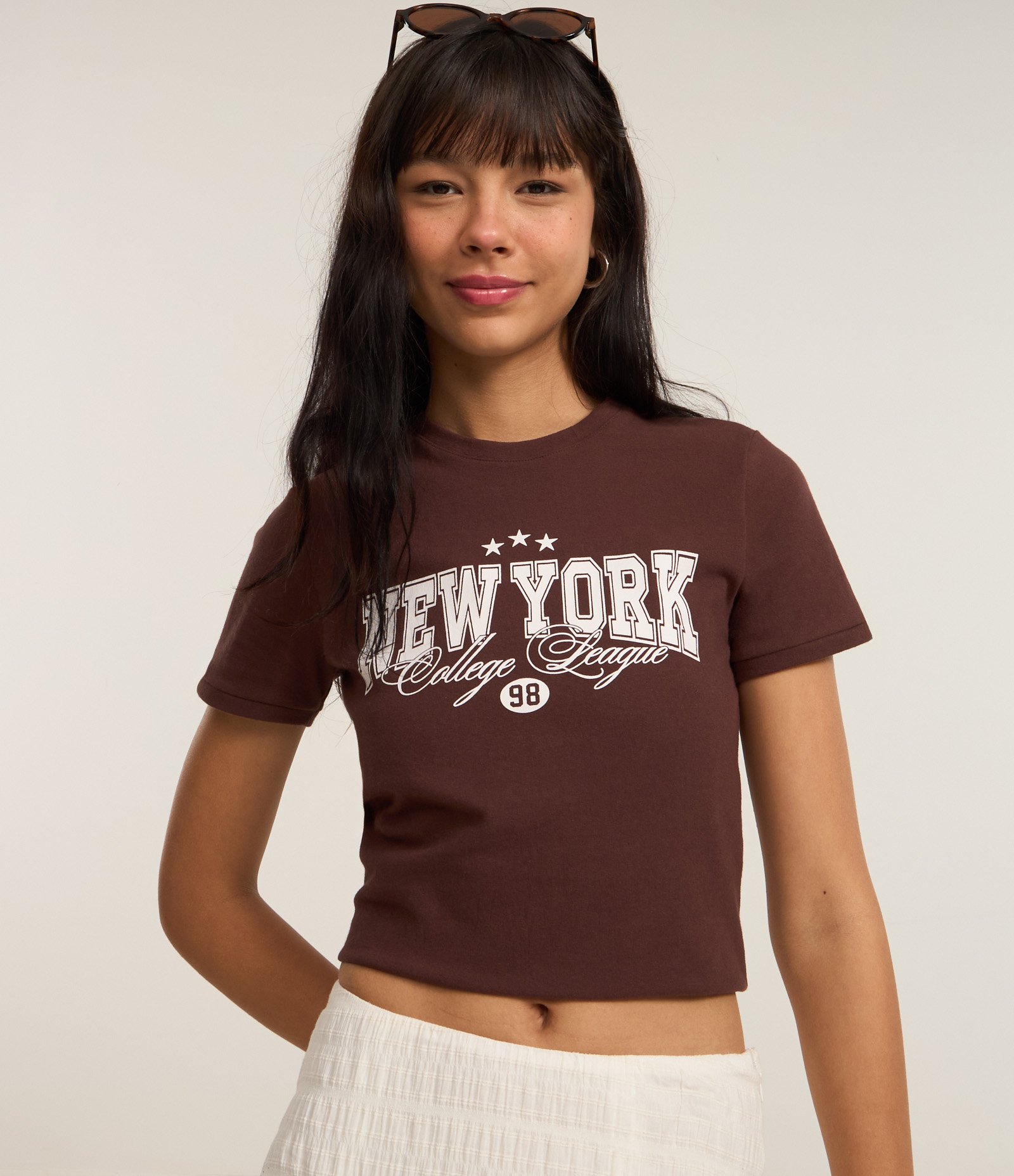 Blusa New T-shirt em Cotton com Estampa New York Marrom 3