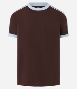 Camiseta Regular em Algodão com Listras nos Ombros