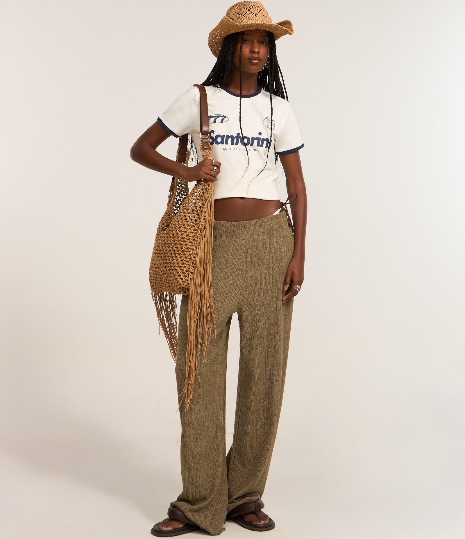 Camiseta New T-Shirt em Cotton com Estampa Santorini Branco/Azul Marinho 3