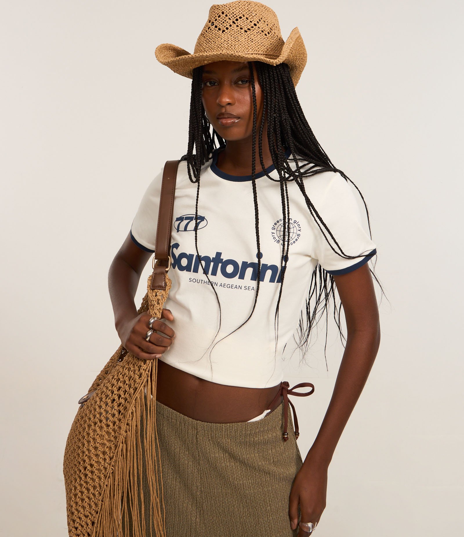 Camiseta New T-Shirt em Cotton com Estampa Santorini Branco/Azul Marinho 4