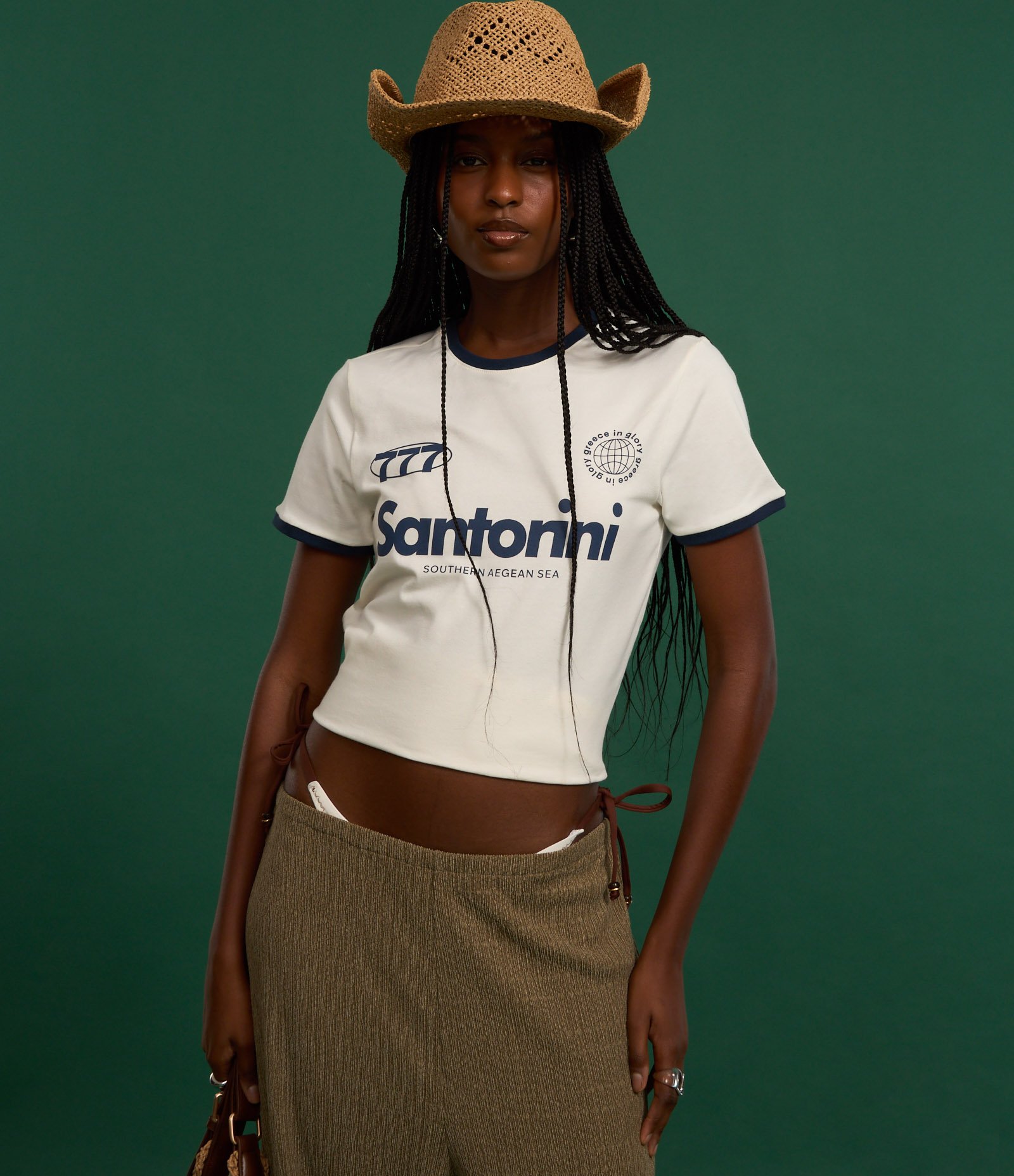 Camiseta New T-Shirt em Cotton com Estampa Santorini Branco/Azul Marinho 6