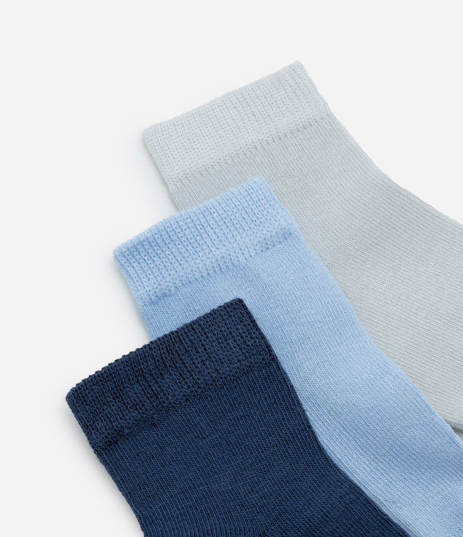 Kit 03 Meias Infantis Básicas - Tam 6 a 12 meses Azul/Cinza 3