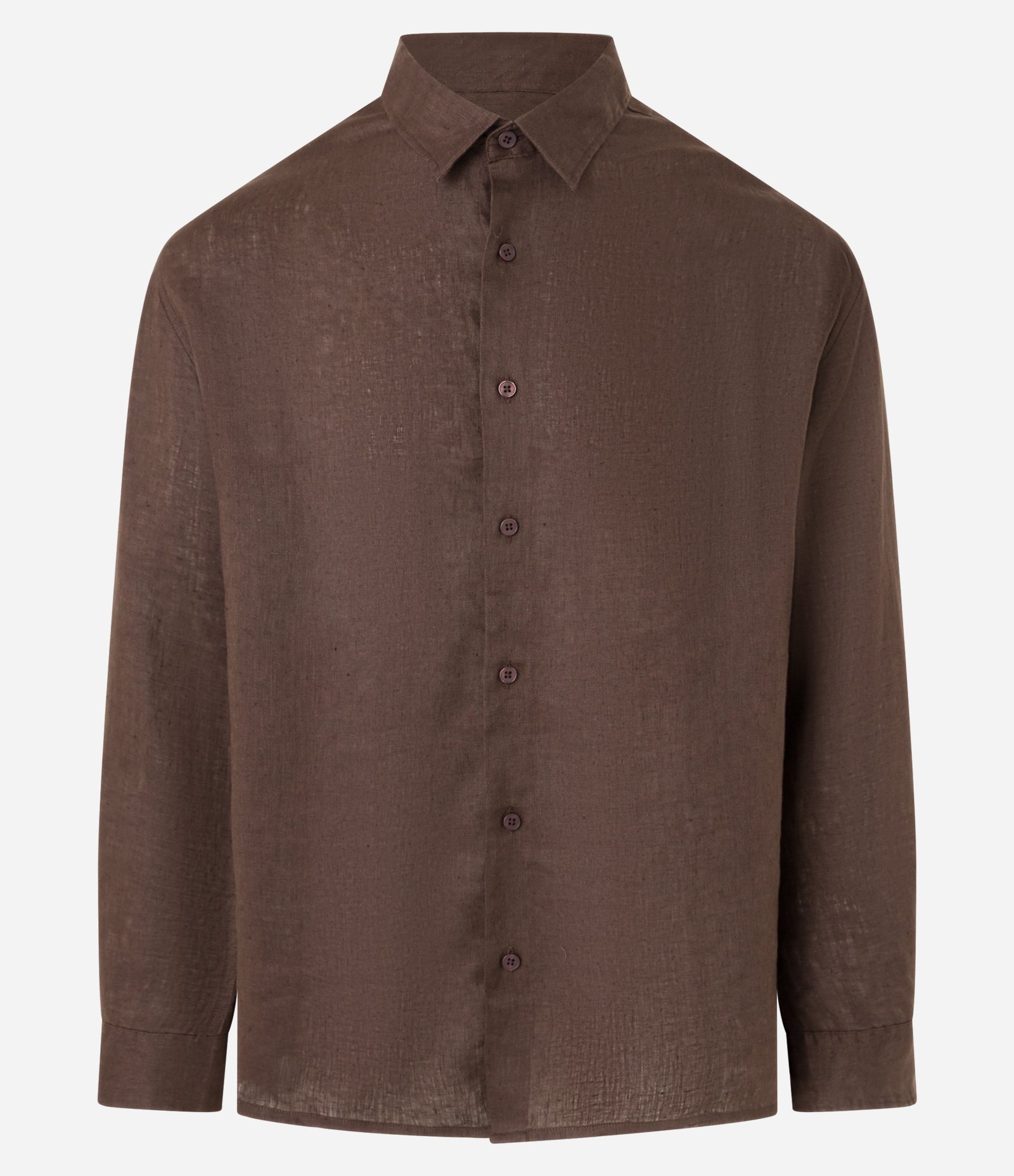 Camisa Relaxed em Cambraia de Linho Puro Marrom 6
