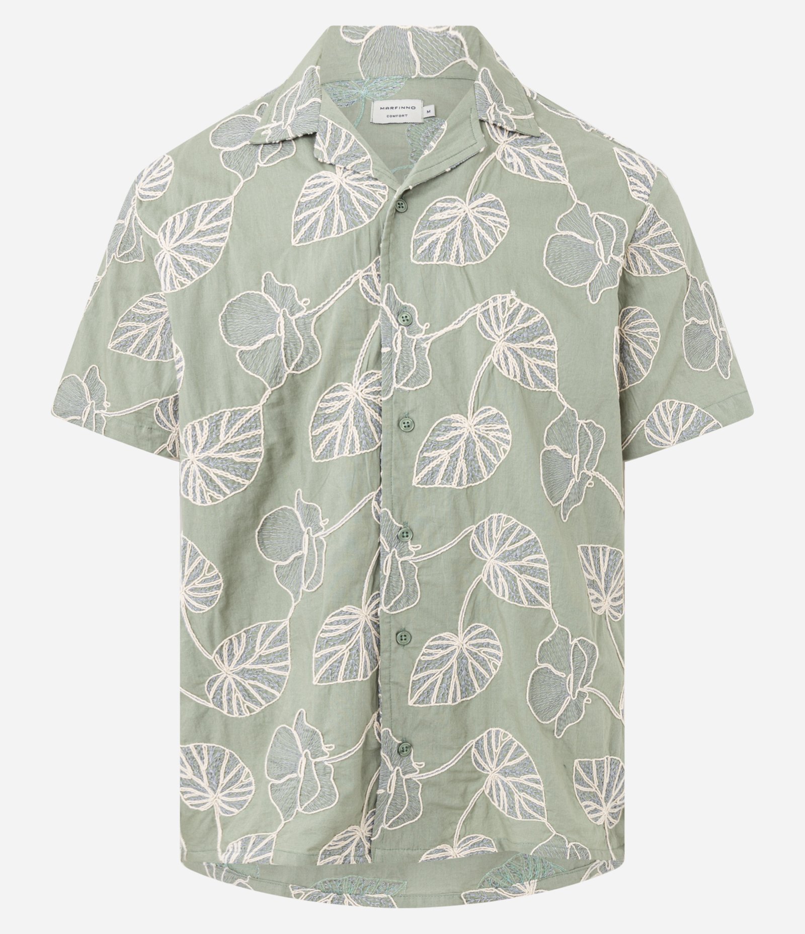 Camisa Comfort em Algodão com Bordado em Folhas Verde 1