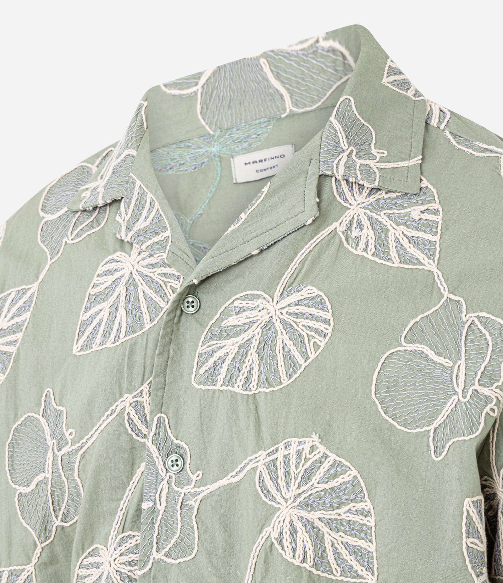Camisa Comfort em Algodão com Bordado em Folhas Verde 2