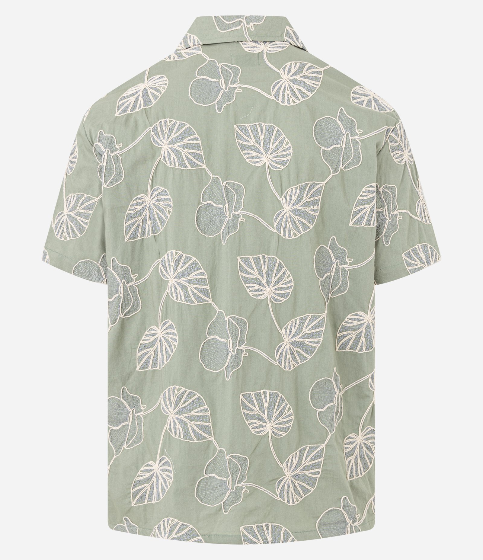 Camisa Comfort em Algodão com Bordado em Folhas Verde 3