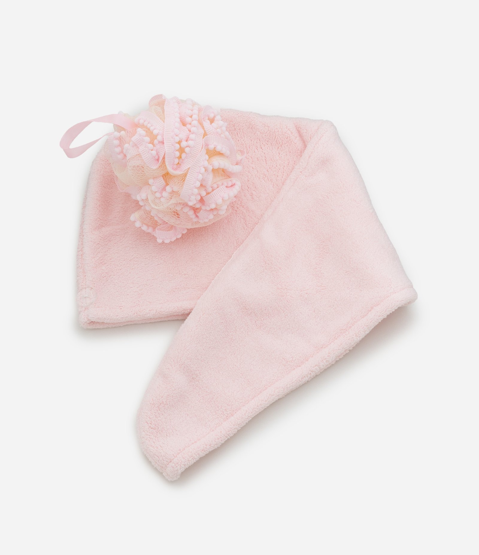 Kit Toalha Turbante + Esnponja de Banho Rosa Alchemia KIT 5