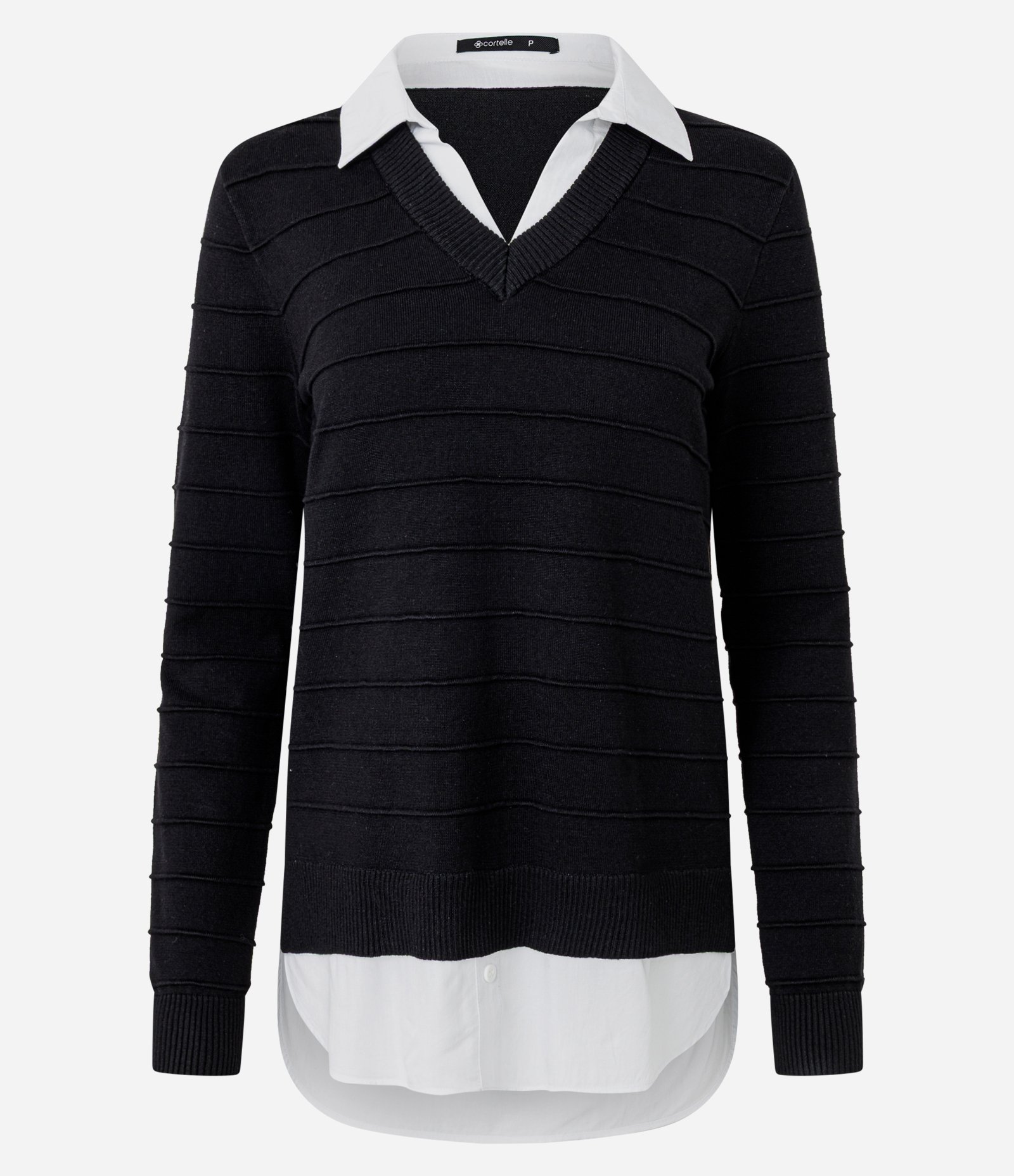 Blusa em Tricô com Efeito Camada Dupla Preto 5