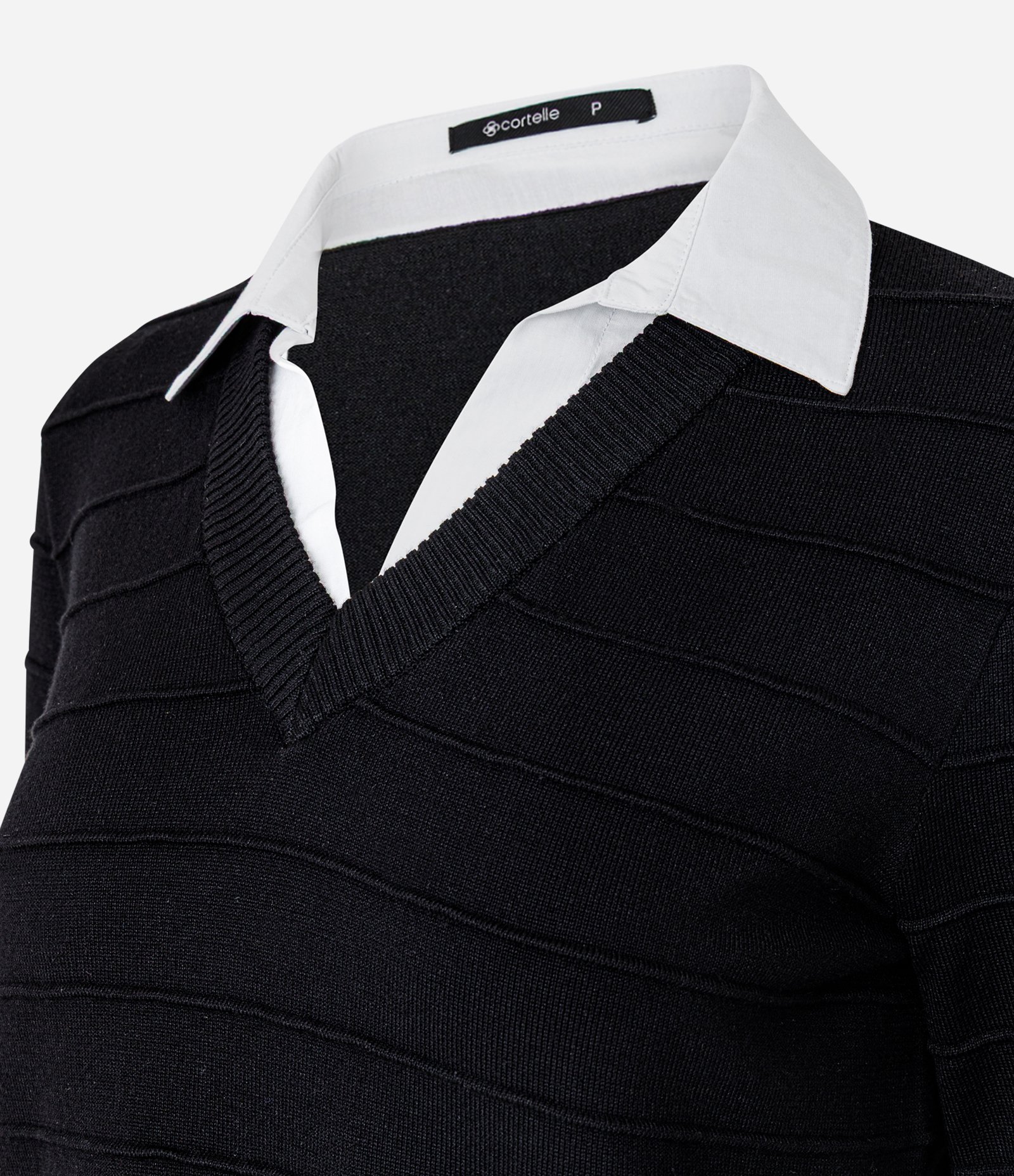 Blusa em Tricô com Efeito Camada Dupla Preto 6