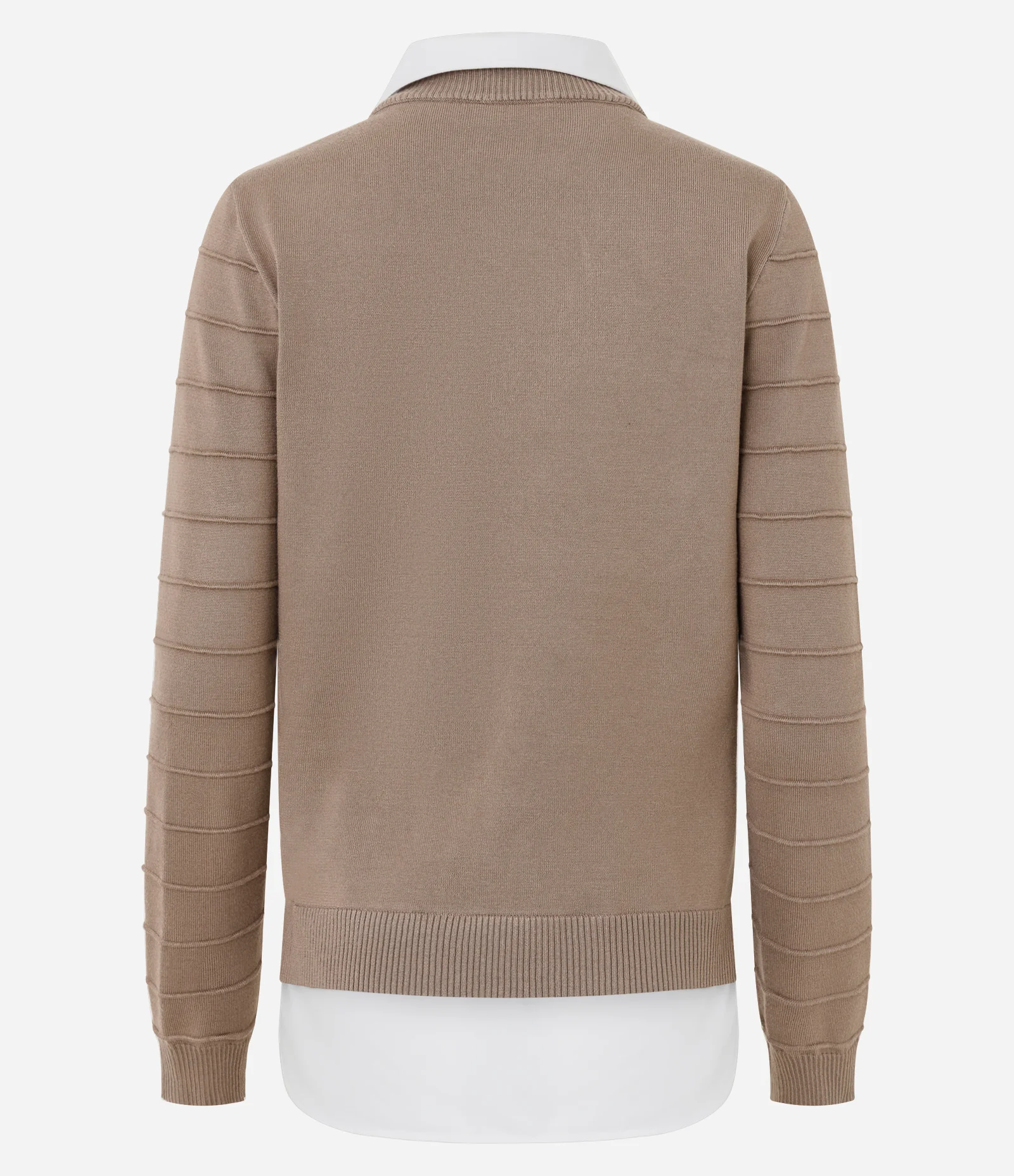 Blusa em Tricô com Efeito Camada Dupla Bege 7