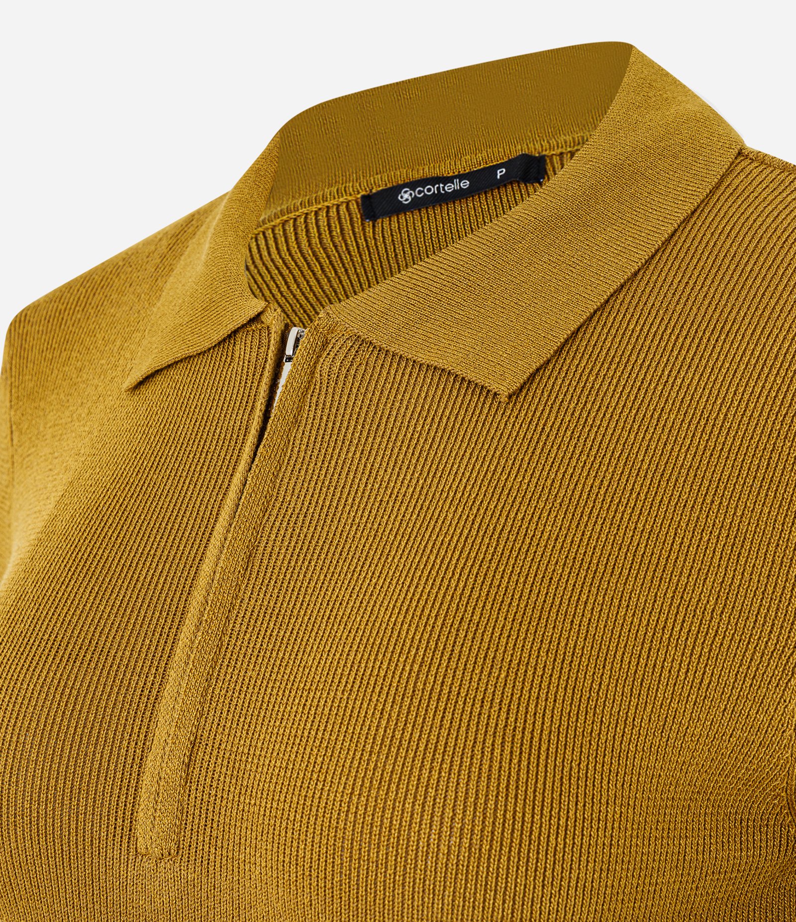 Blusa Polo em Tricô com Manga Curta e Zíper Frontal Amarelo 2