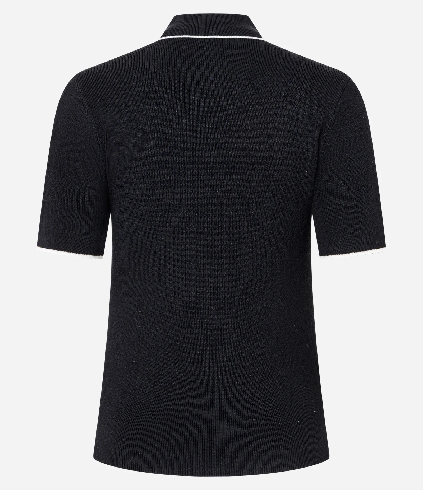 Blusa Polo em Tricô Retilínea com Zíper Frontal no Decote Azul 3