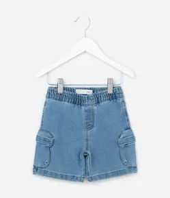 Bermuda Infantil Jeans com Bolsos Cargo - Tam 1 a 6 Anos