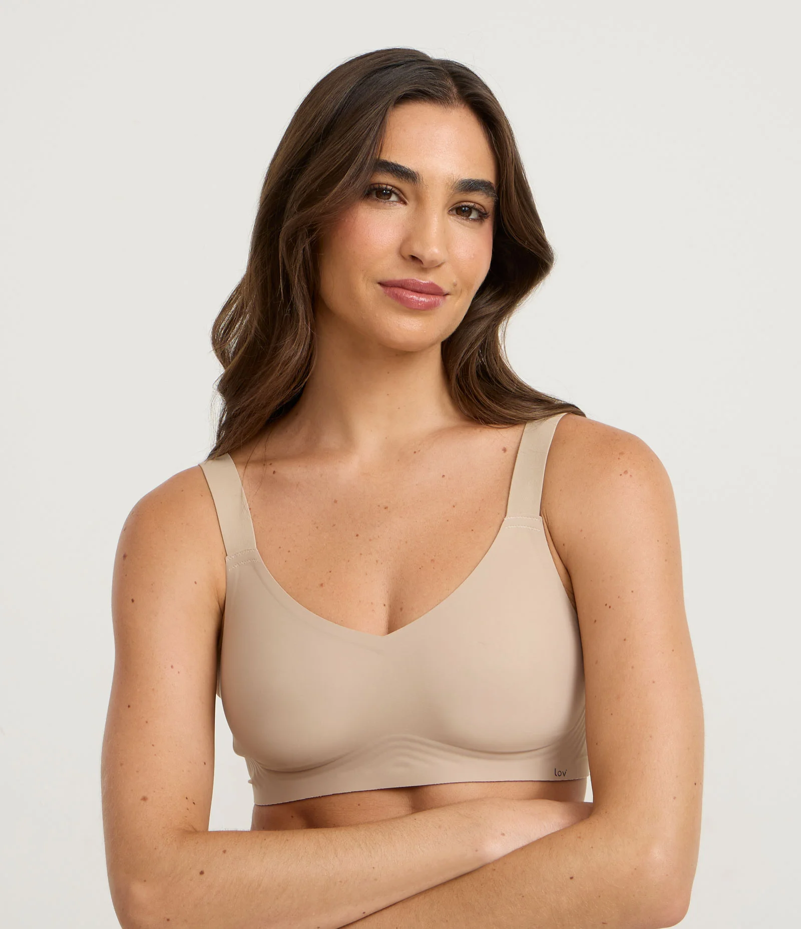 Sutiã Top Com Alça Larga Ajustável e Bojo Removível Bege 1