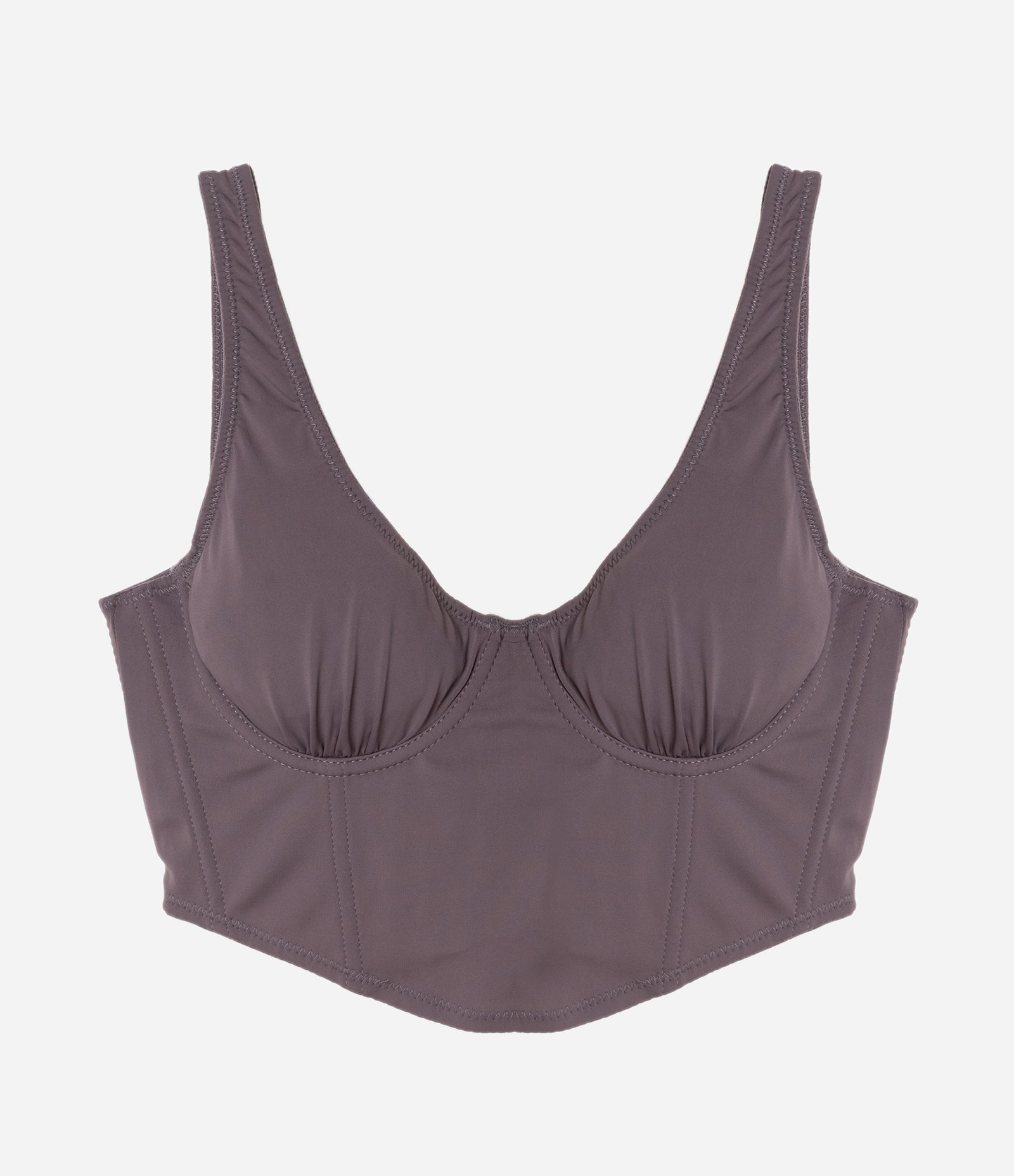 Corset em Microfibra com Aro e Sem Bojo Marrom 6