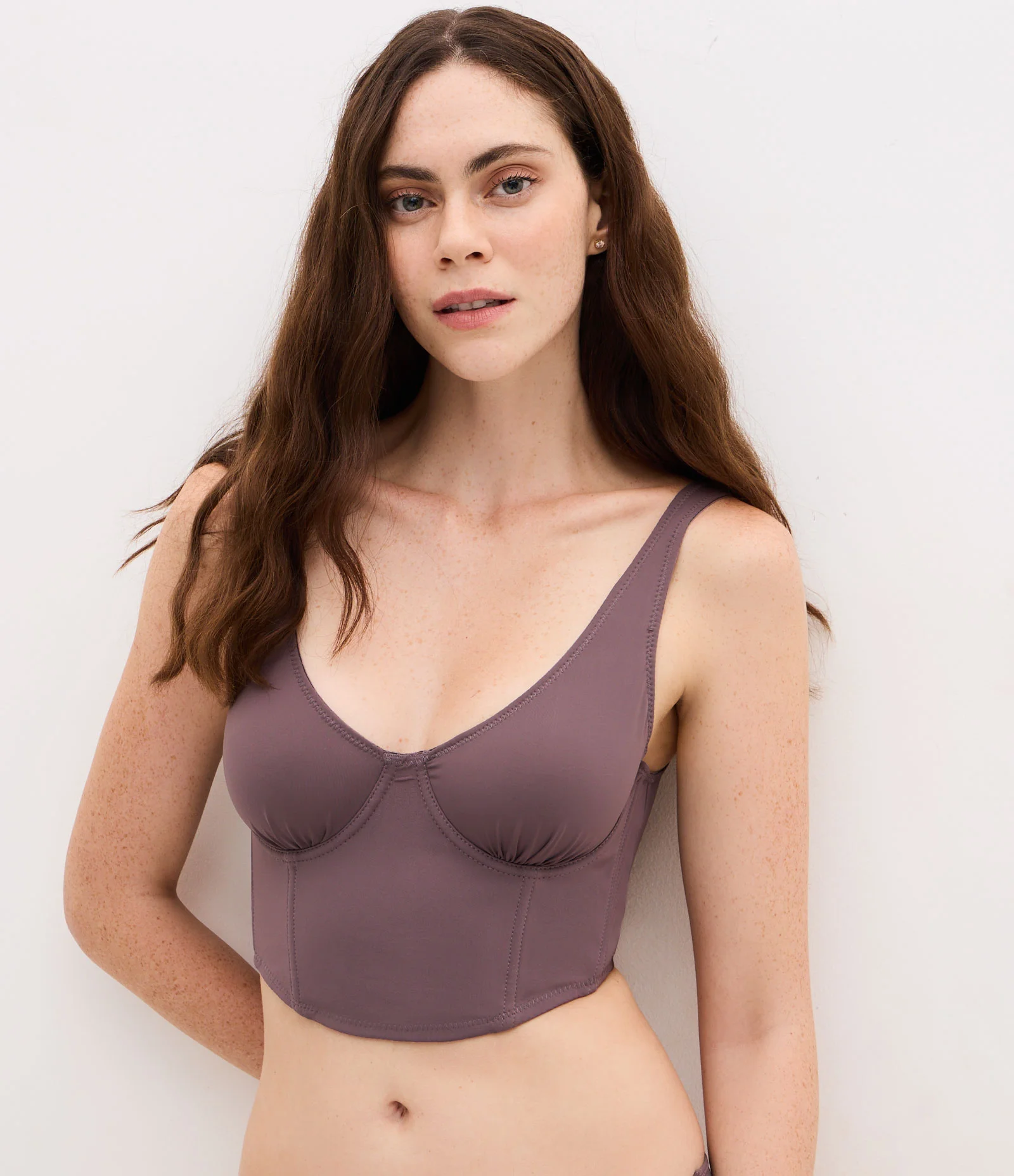 Corset em Microfibra com Aro e Sem Bojo Marrom 1