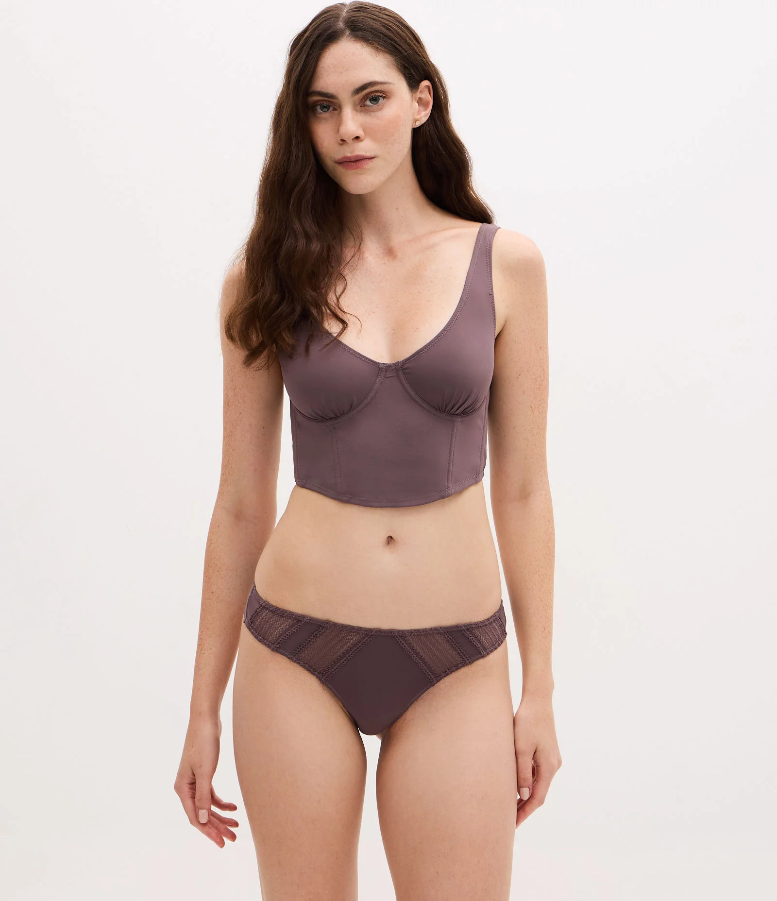 Corset em Microfibra com Aro e Sem Bojo Marrom 2