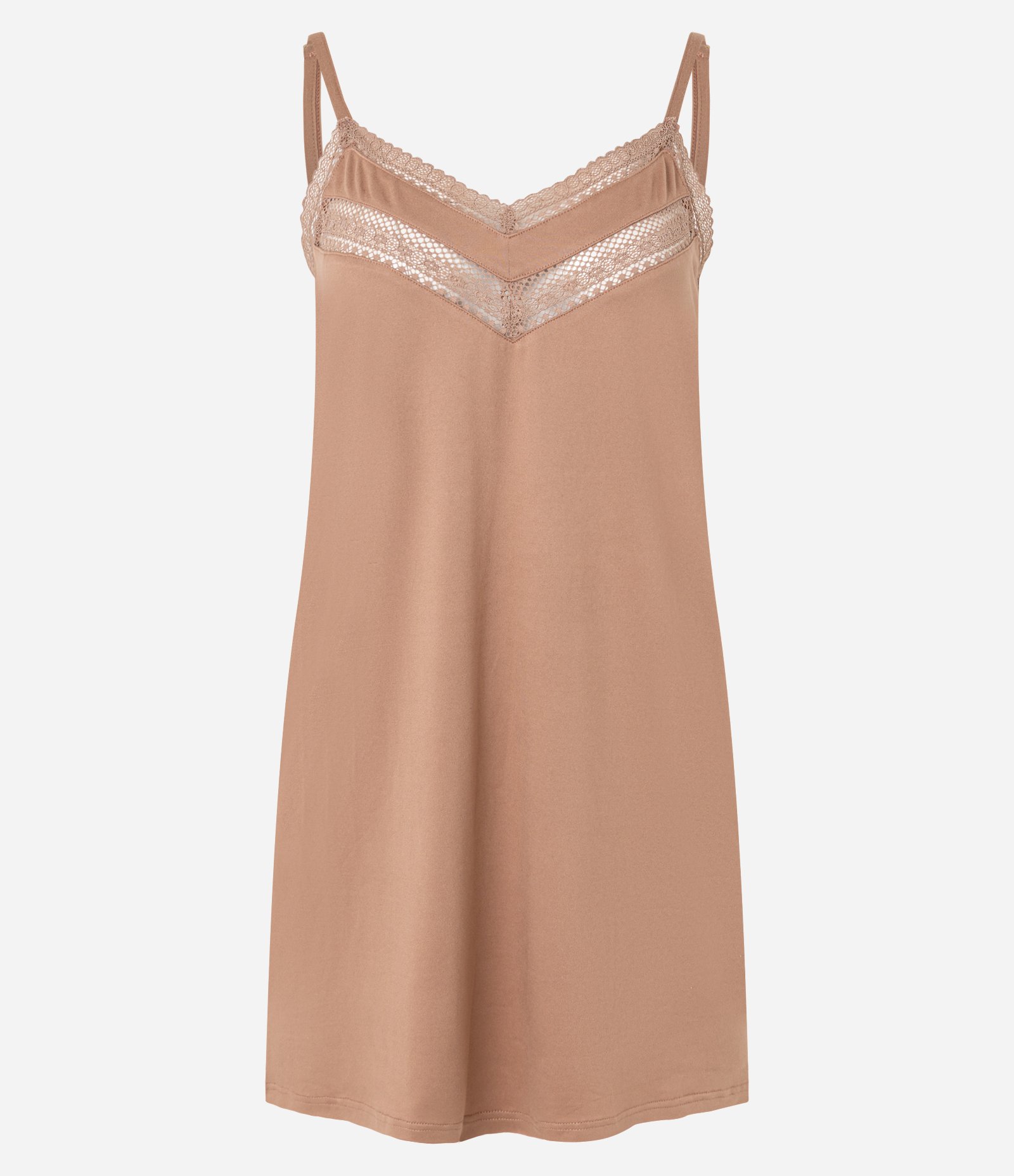 Camisola Curta com Alcinhas e Entremeios de Renda Bege 1