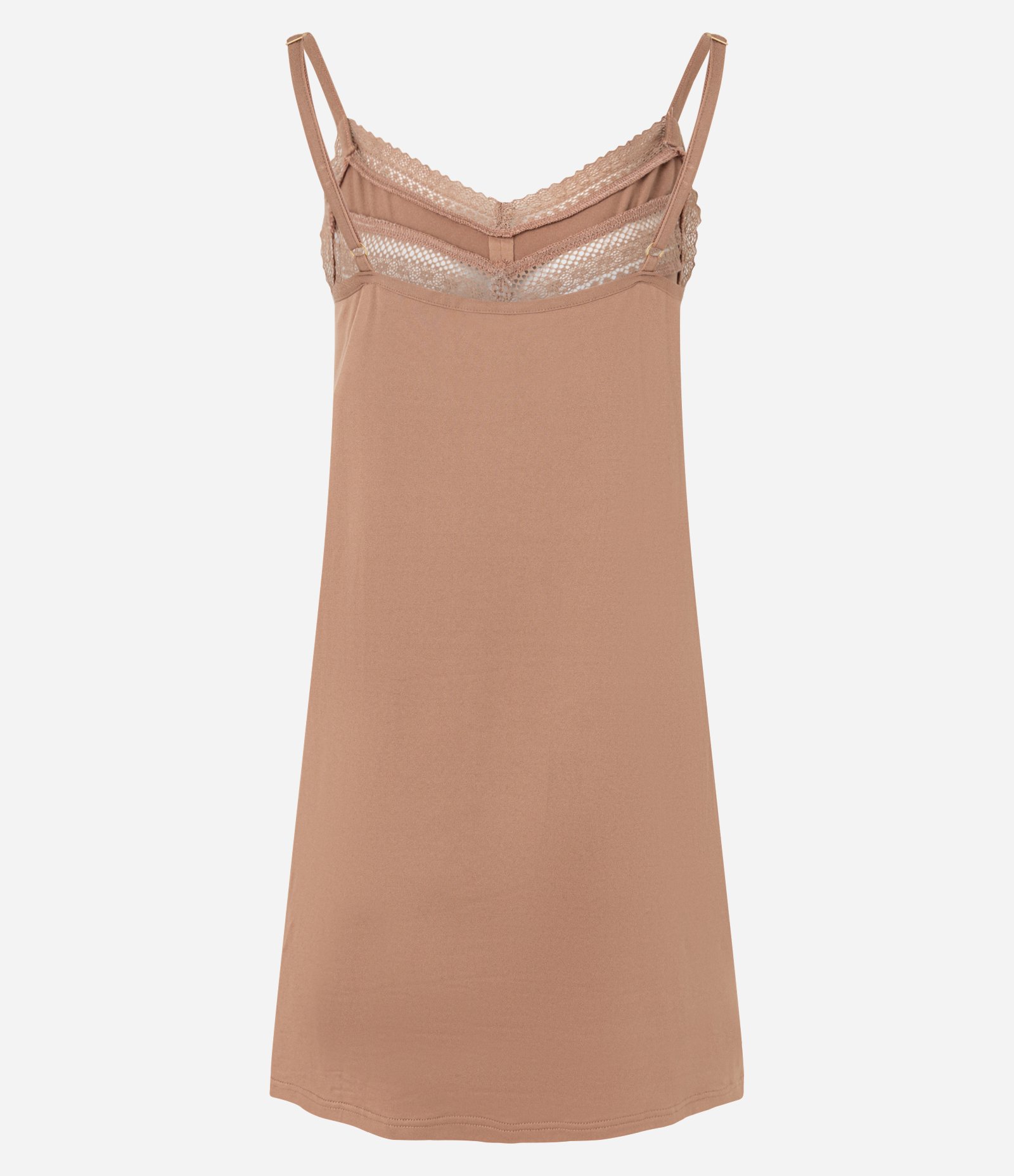 Camisola Curta com Alcinhas e Entremeios de Renda Bege 3