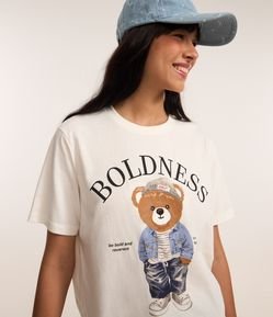 Camiseta T-shirt em Algodão com Estampa Bordada de Urso