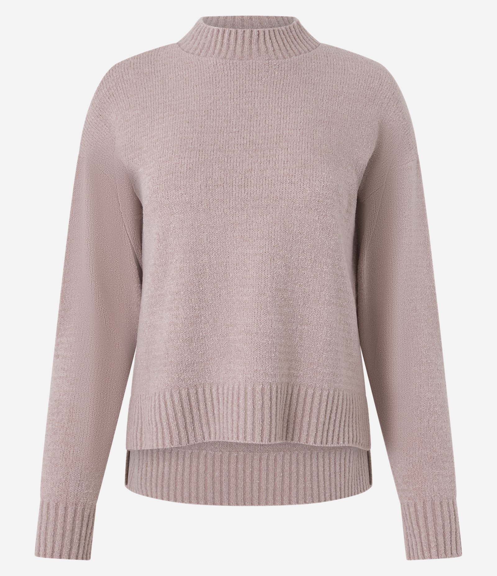 Suéter em Tricô Texturizado com Cava Deslocada Rosa Envelhecido 1